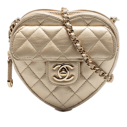 Chanel Mini Metallic Lambskin CC in Love Heart Crossbody
