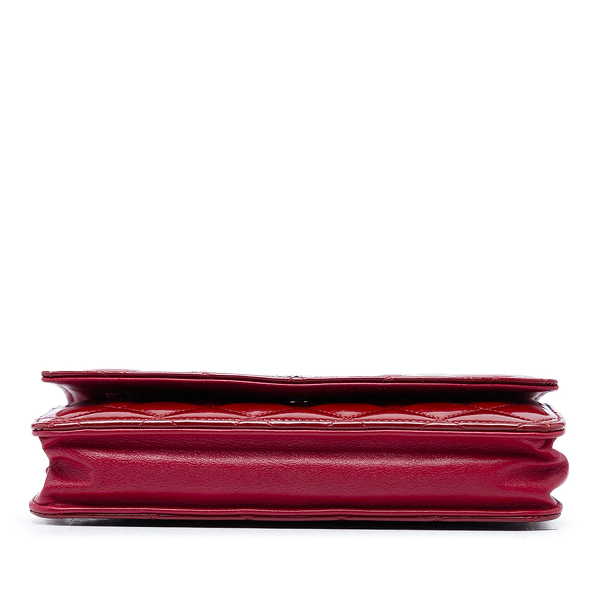 Chanel CC Quilted Patent Brilliant Wallet On Chain — Red