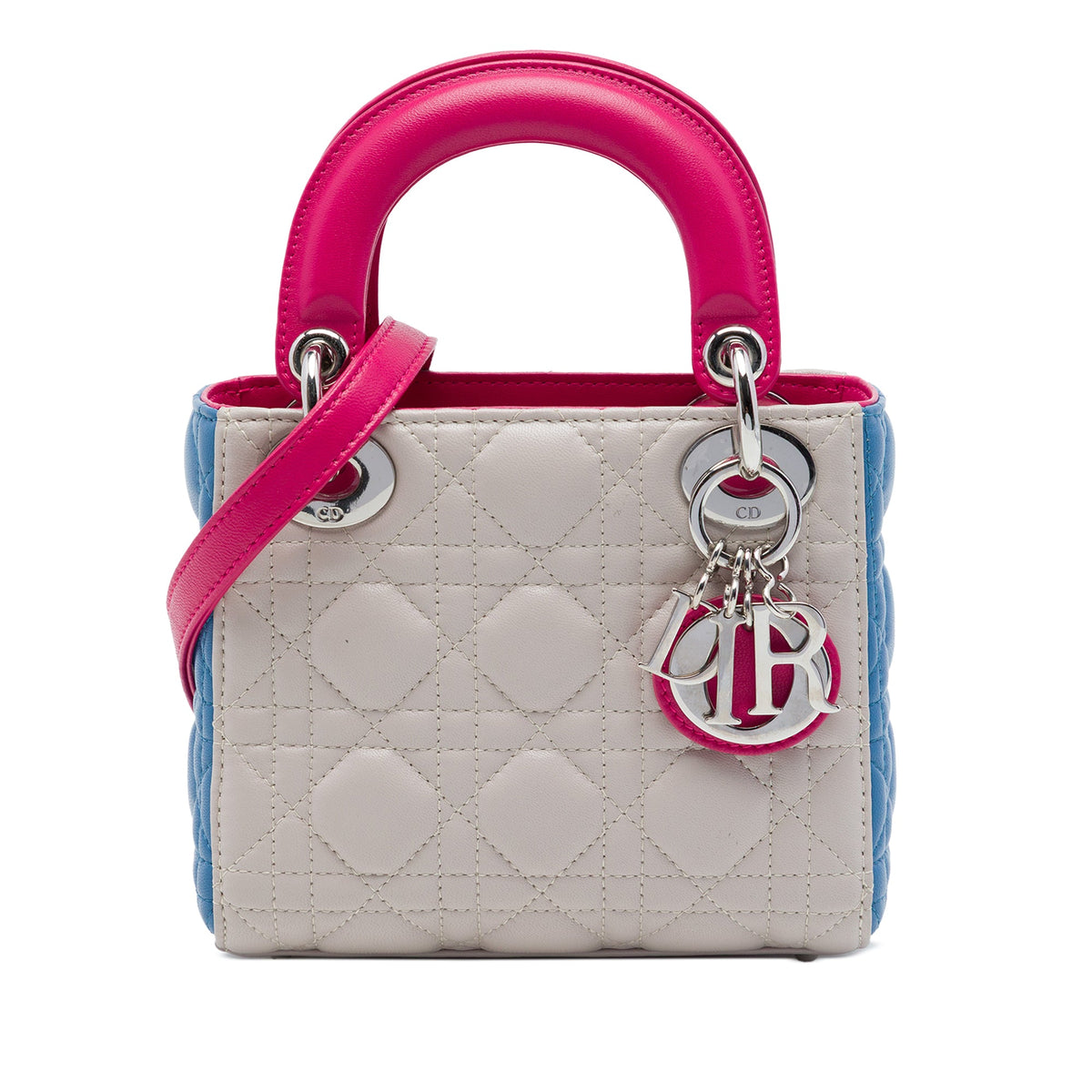 Dior Mini Tricolor Lambskin Cannage Lady Dior — Brown