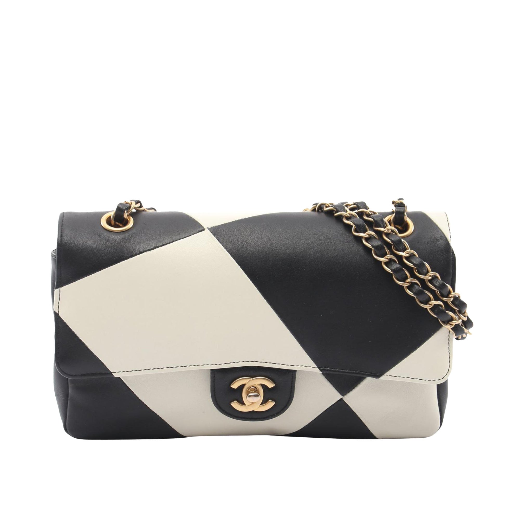 Chanel Medium Classic Lambskin Geometric Patchwork Double Flap