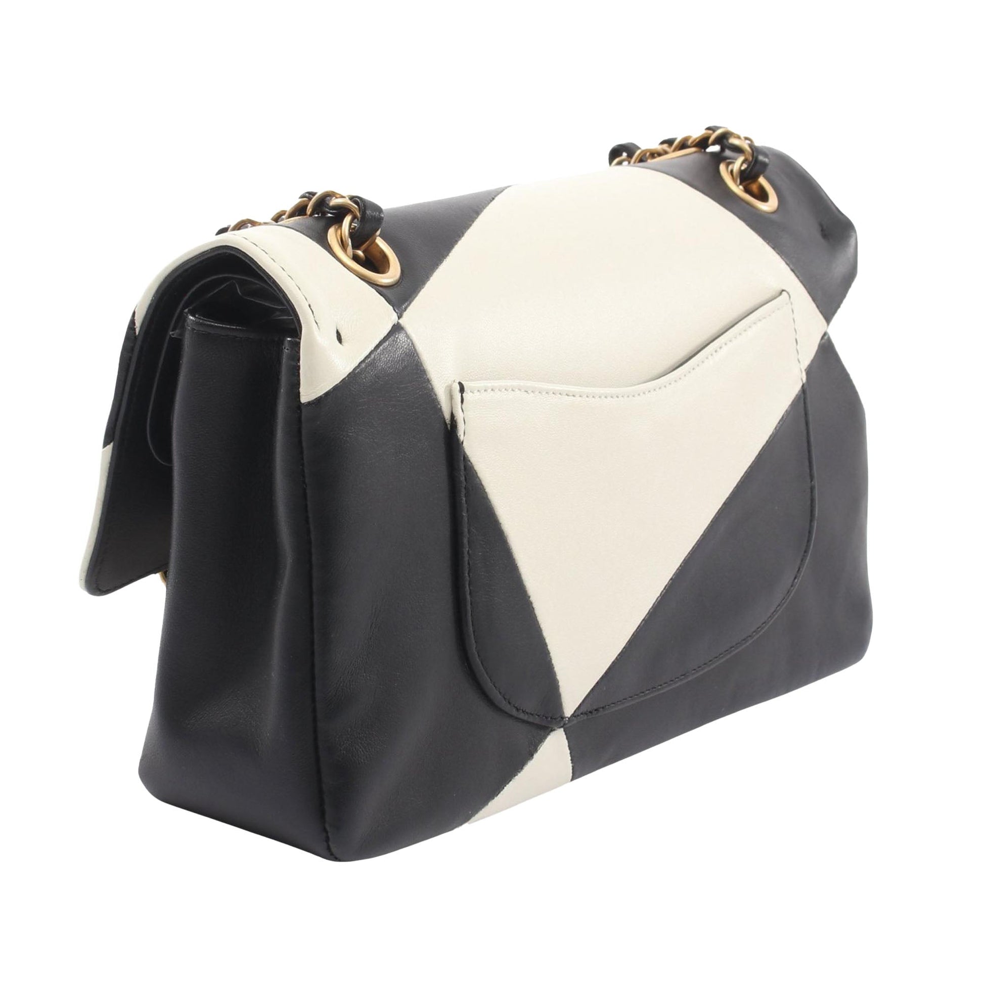 Chanel Medium Classic Lambskin Geometric Patchwork Double Flap