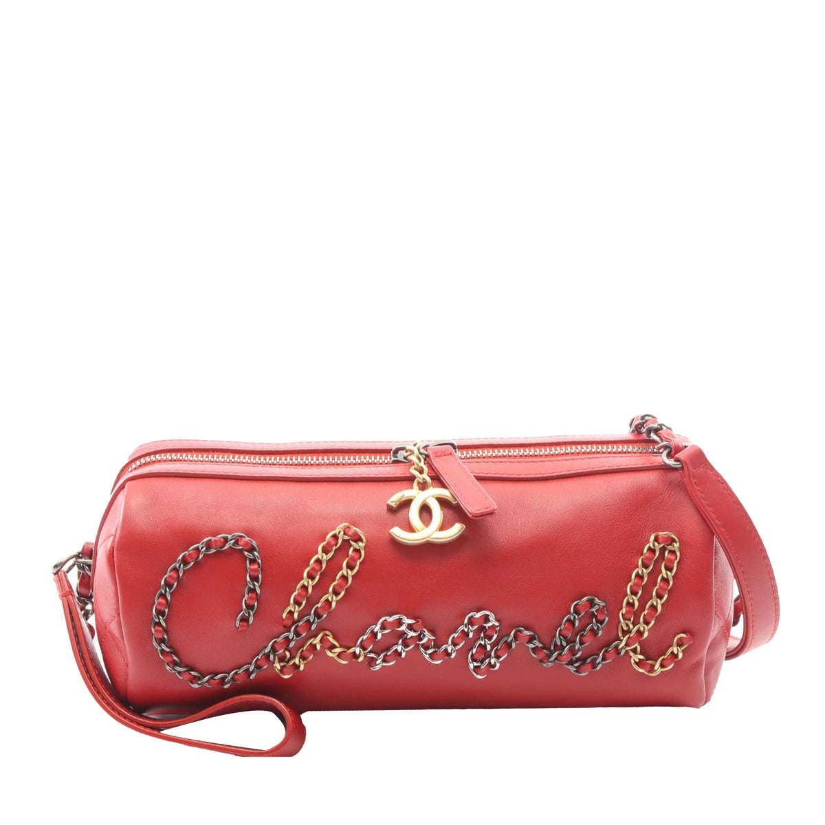 Chanel Calfskin Signature Chain Signe Bowling Bag