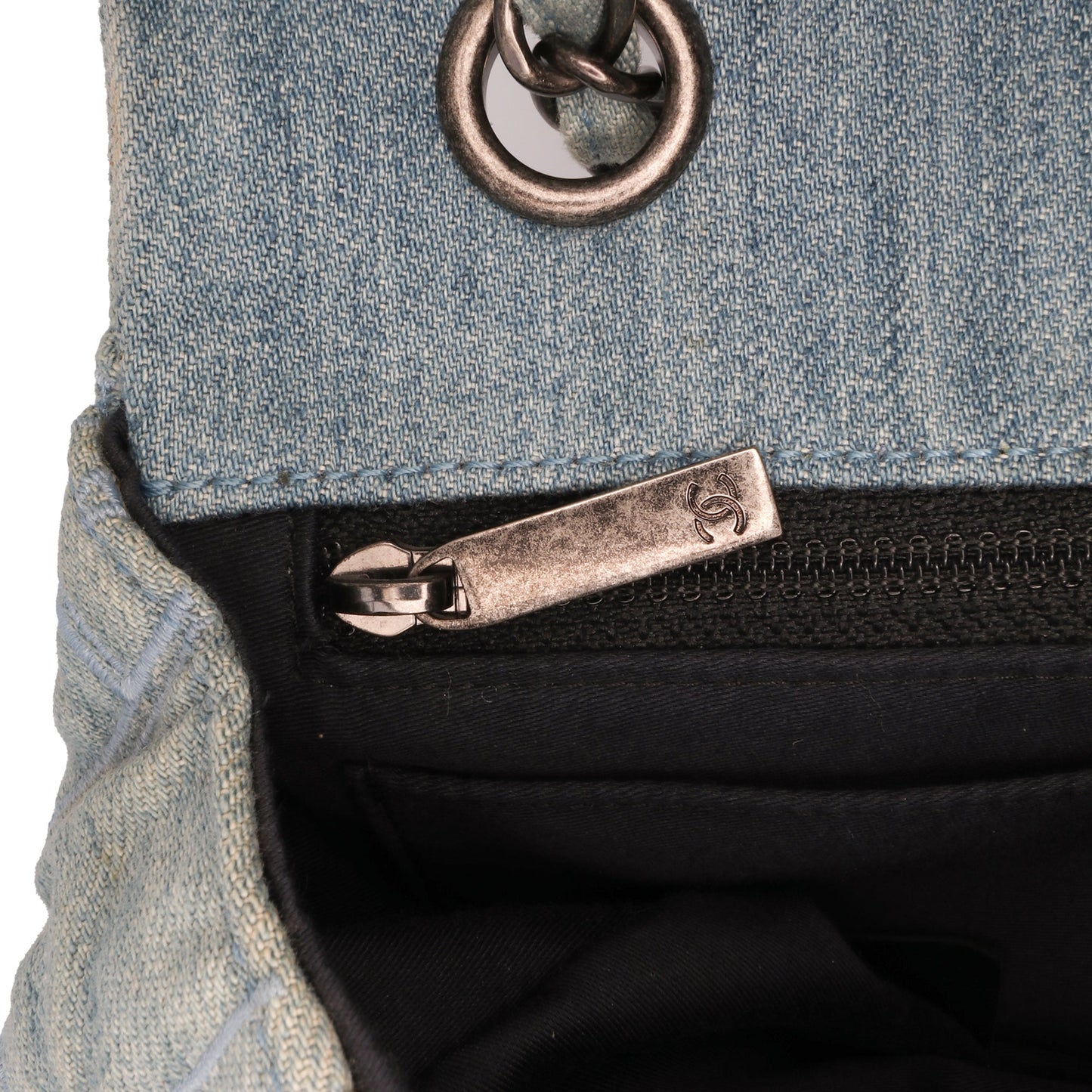 Chanel Medium Embroidered Denim Perfume Bottle Single Flap