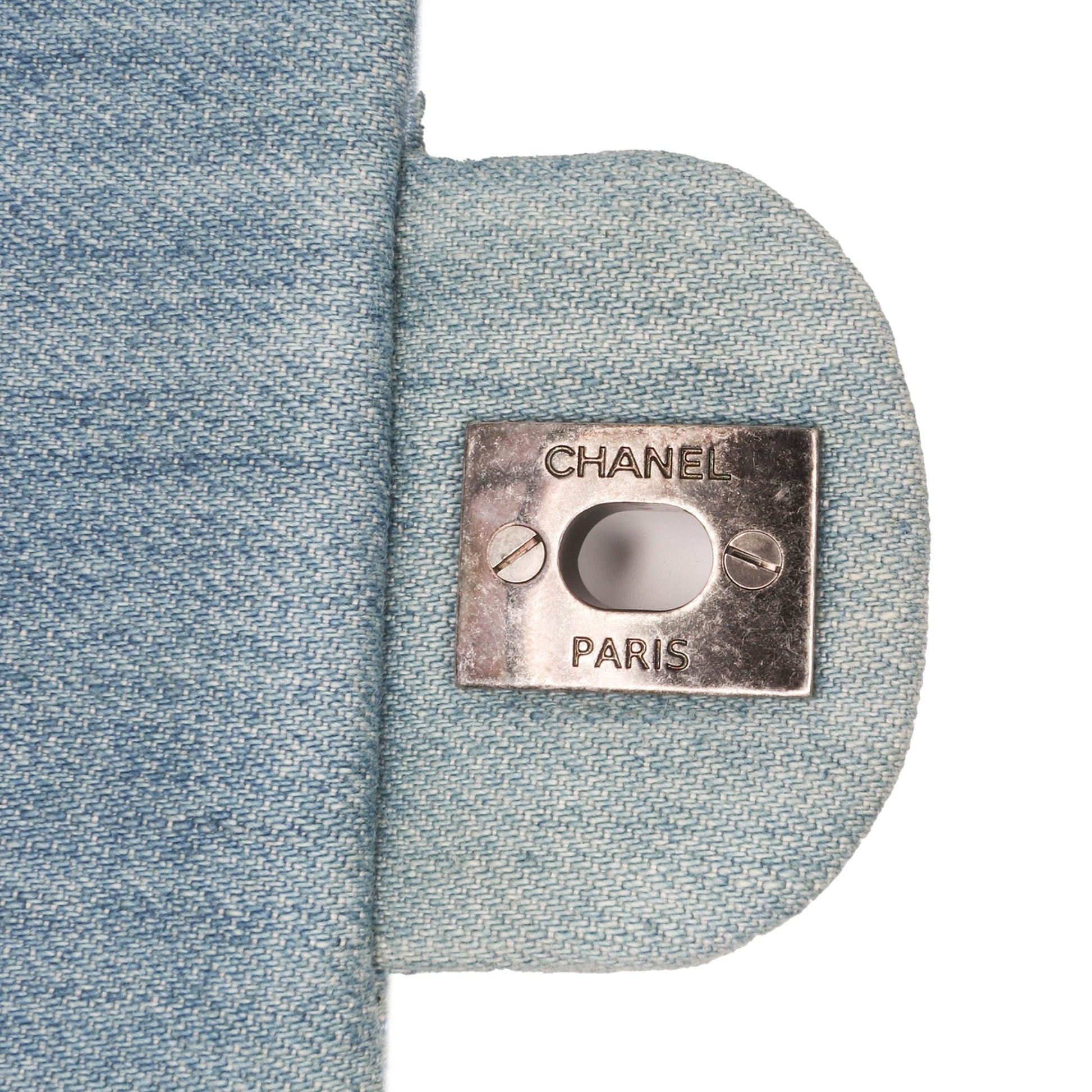 Chanel Medium Embroidered Denim Perfume Bottle Single Flap