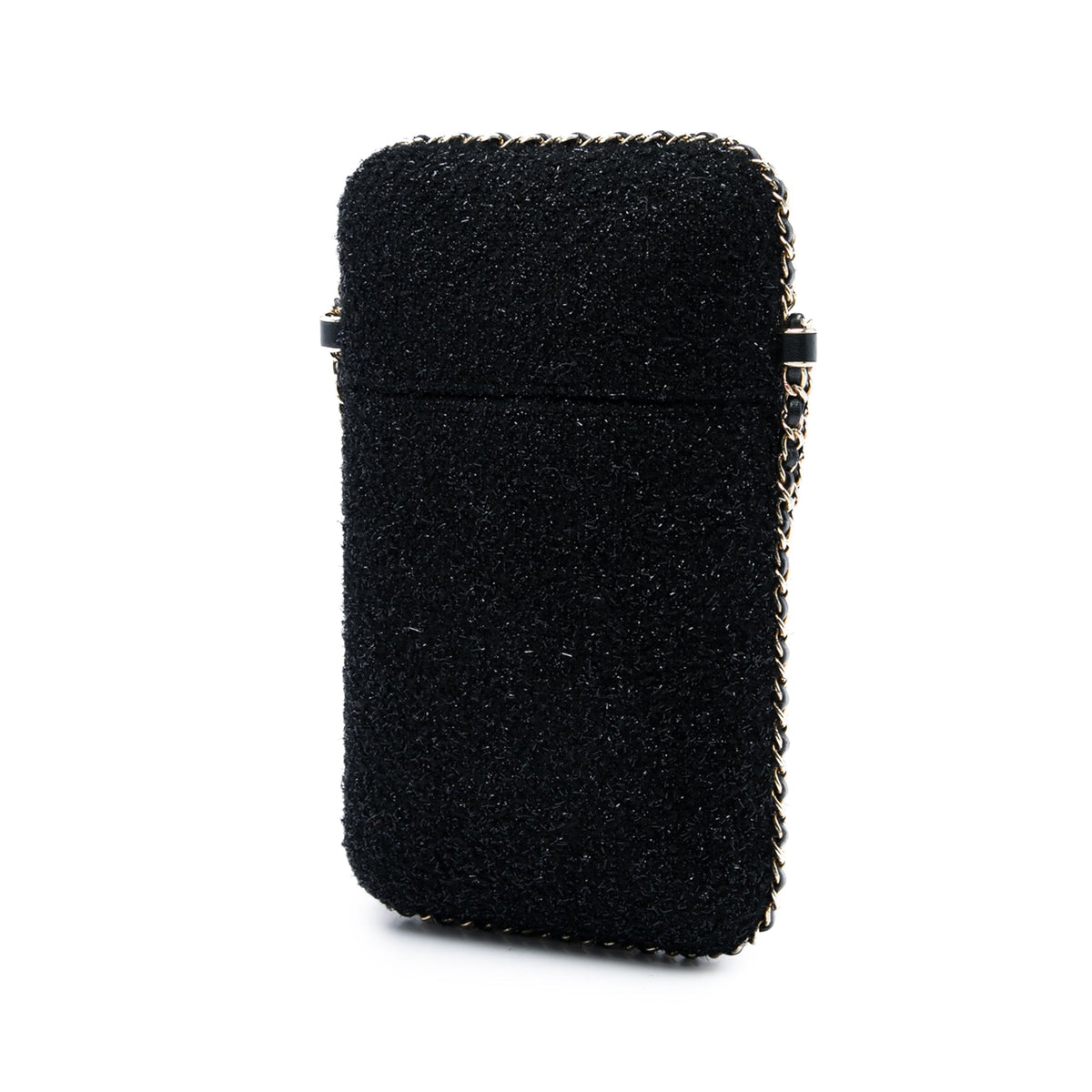 Chanel CC Tweed Chain Around Phone Holder — Black