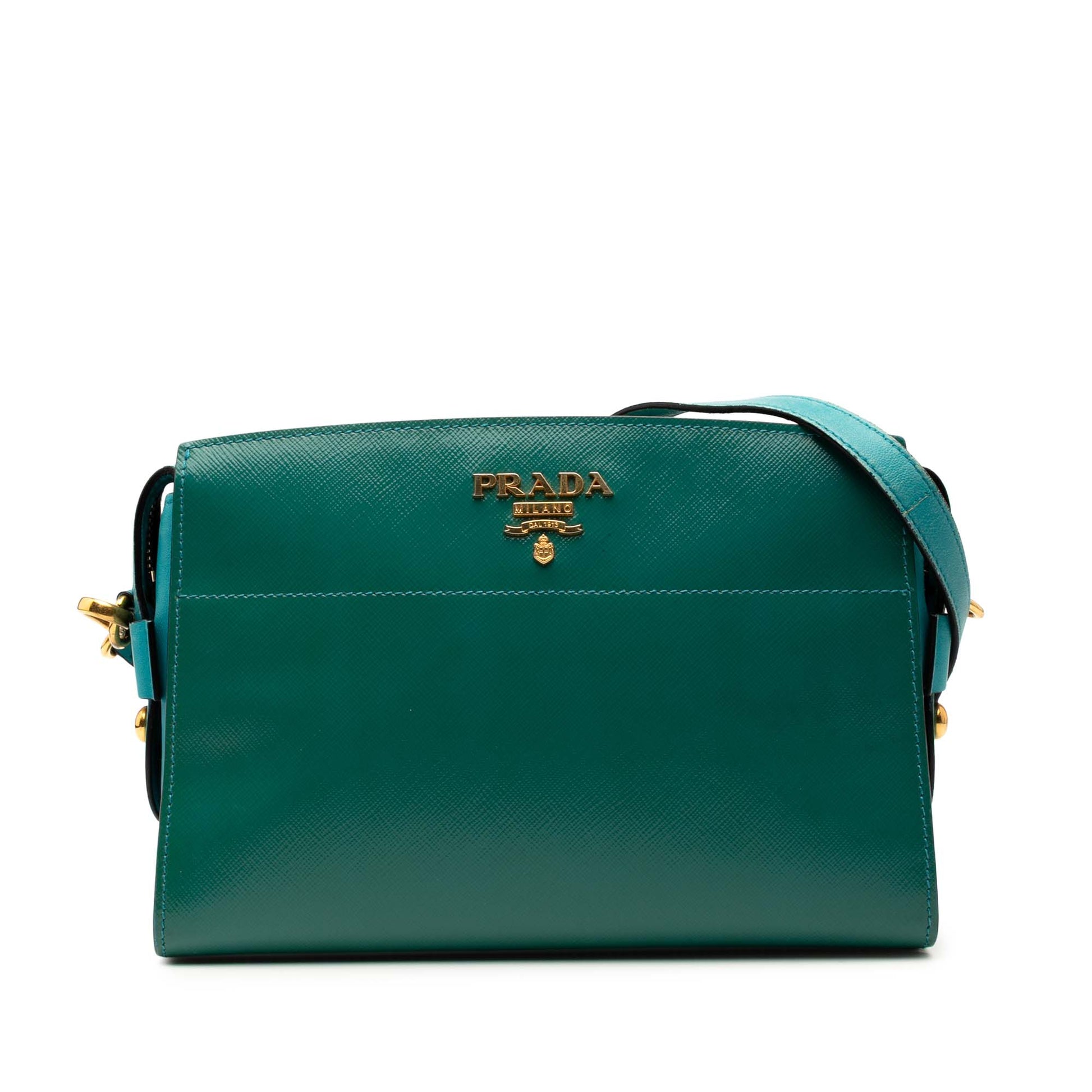 Prada Bicolor Saffiano Vernice Esplanade Crossbody