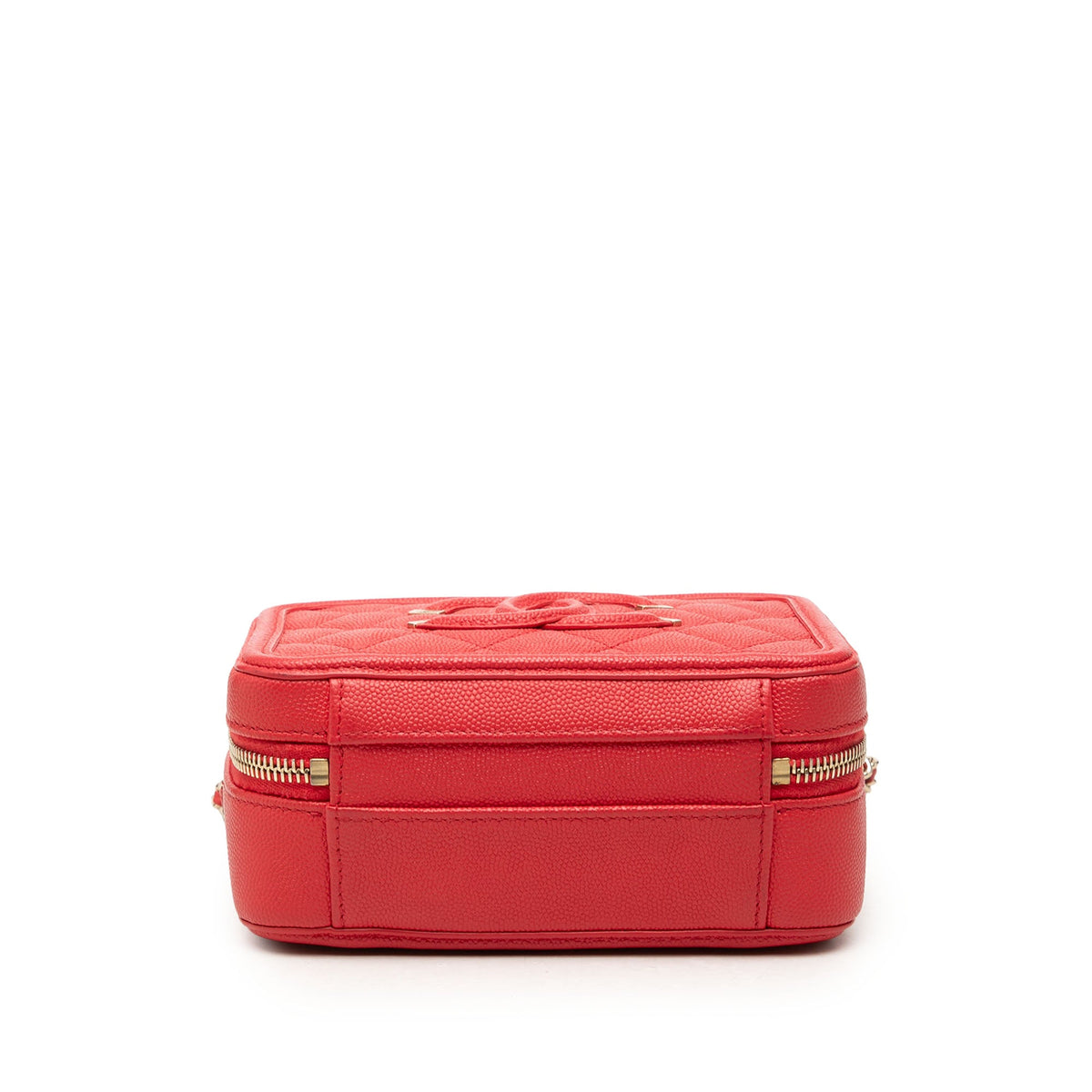 Chanel Small Caviar CC Filigree Vanity Case — Red