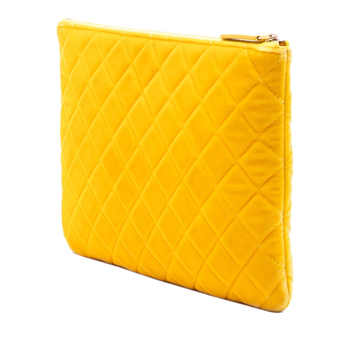 Chanel Medium CC Quilted Velvet O Case Clutch — Yellow