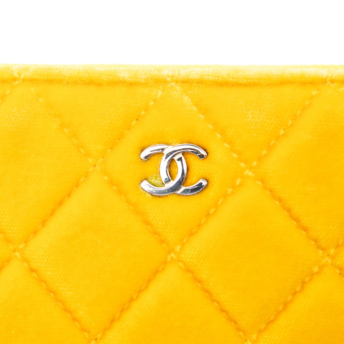 Chanel Medium CC Quilted Velvet O Case Clutch — Yellow
