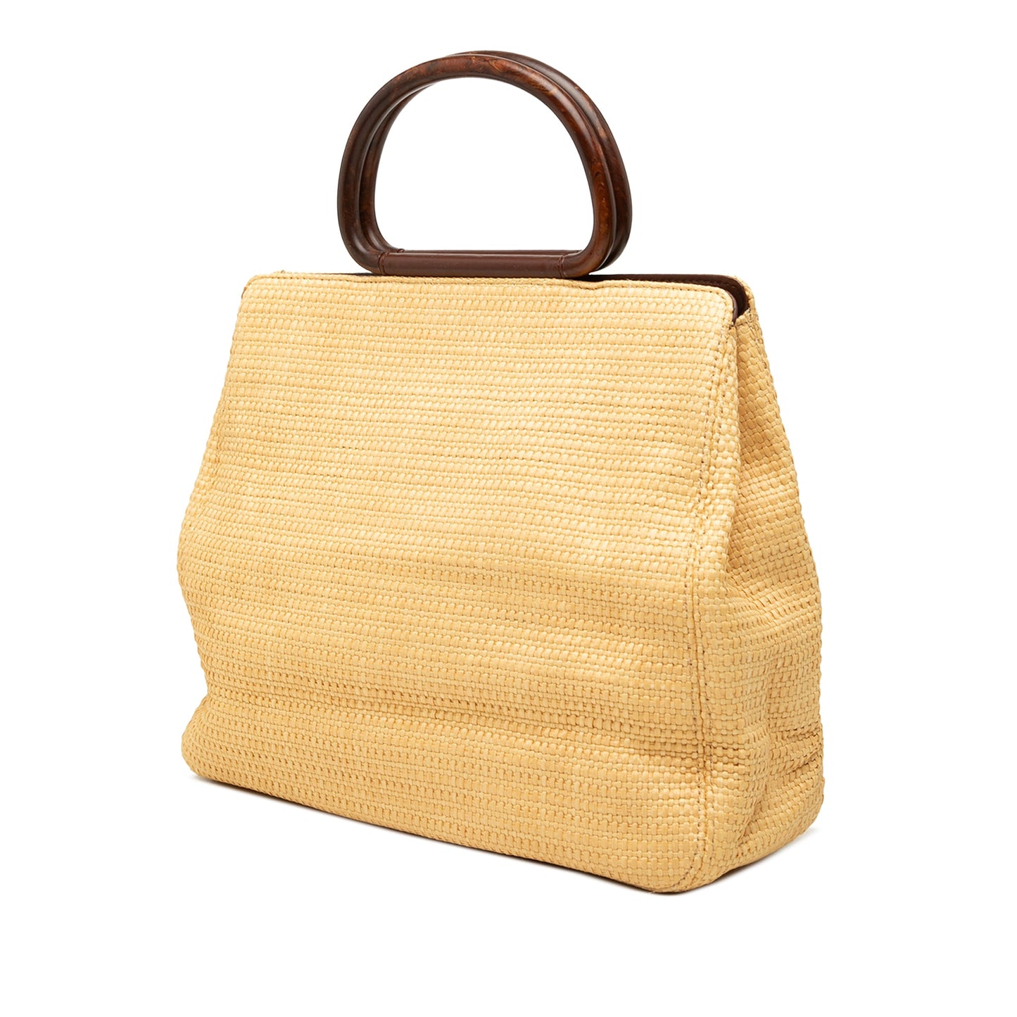 Chanel CC Raffia Wood Top Handle Tote
