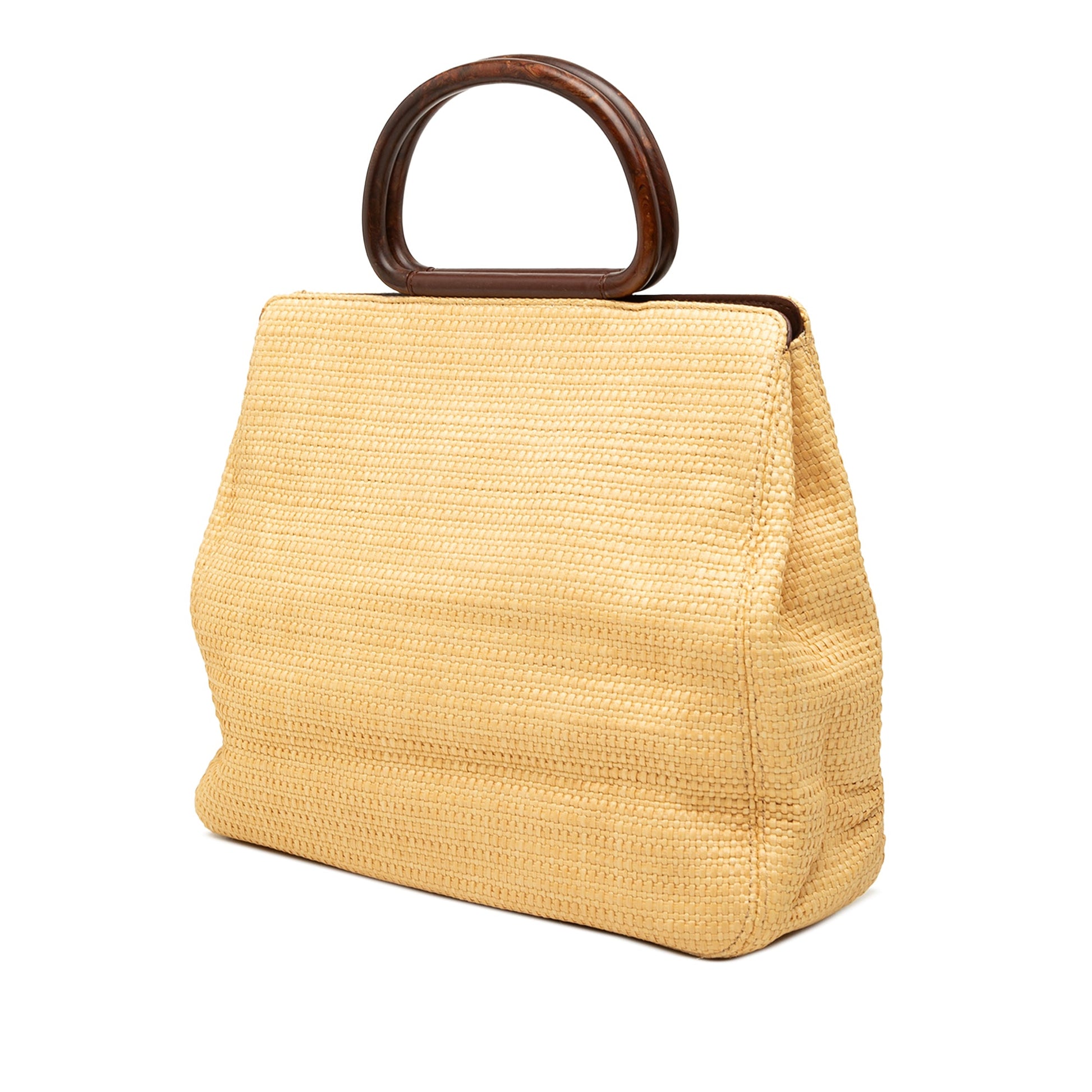 Chanel CC Raffia Wood Top Handle Tote