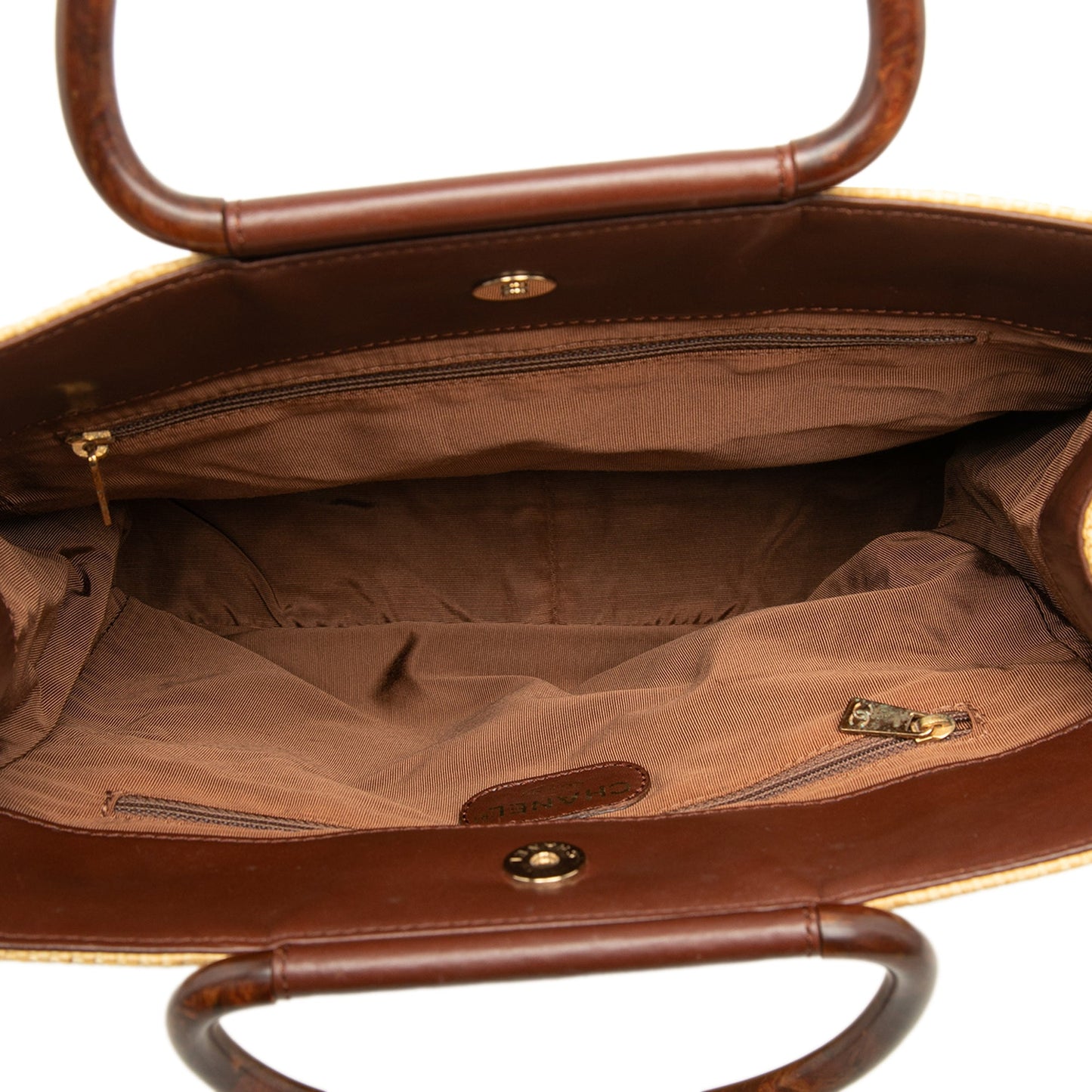 Chanel CC Raffia Wood Top Handle Tote