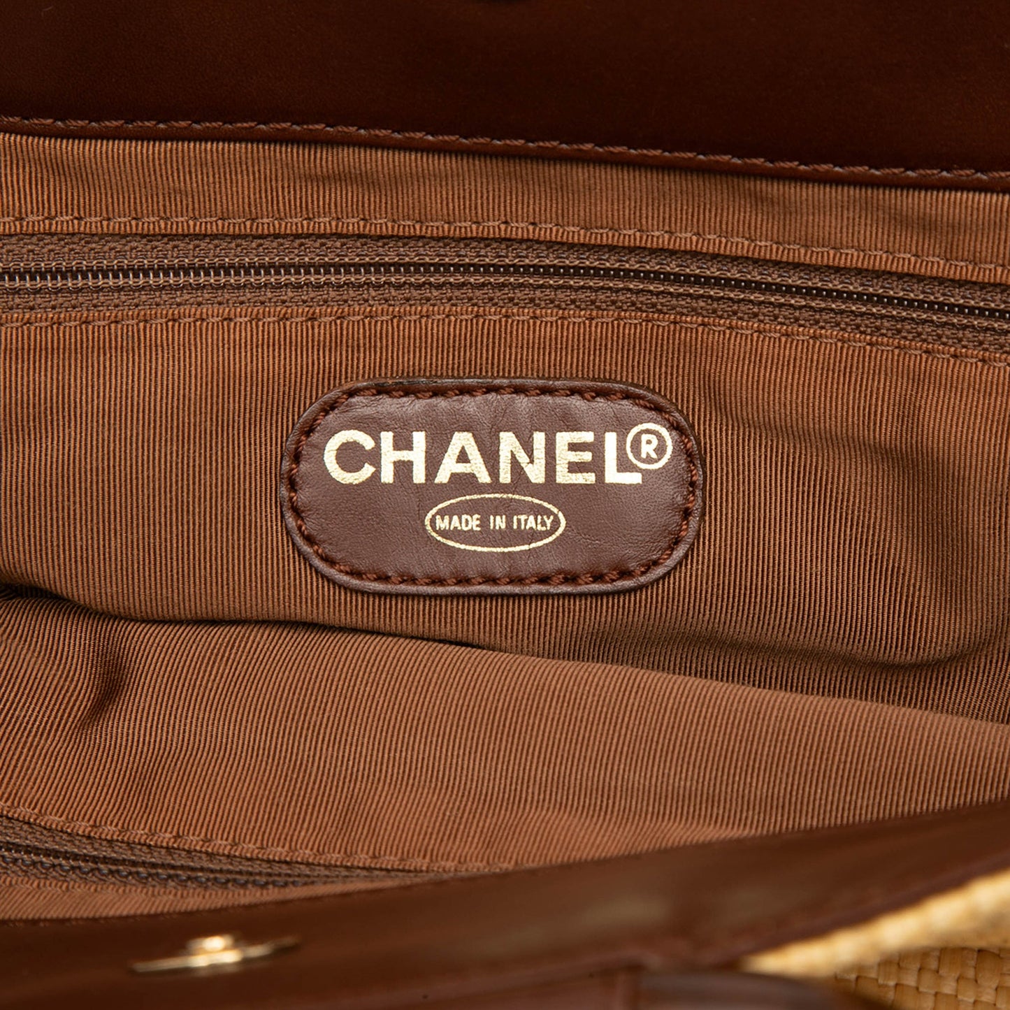 Chanel CC Raffia Wood Top Handle Tote