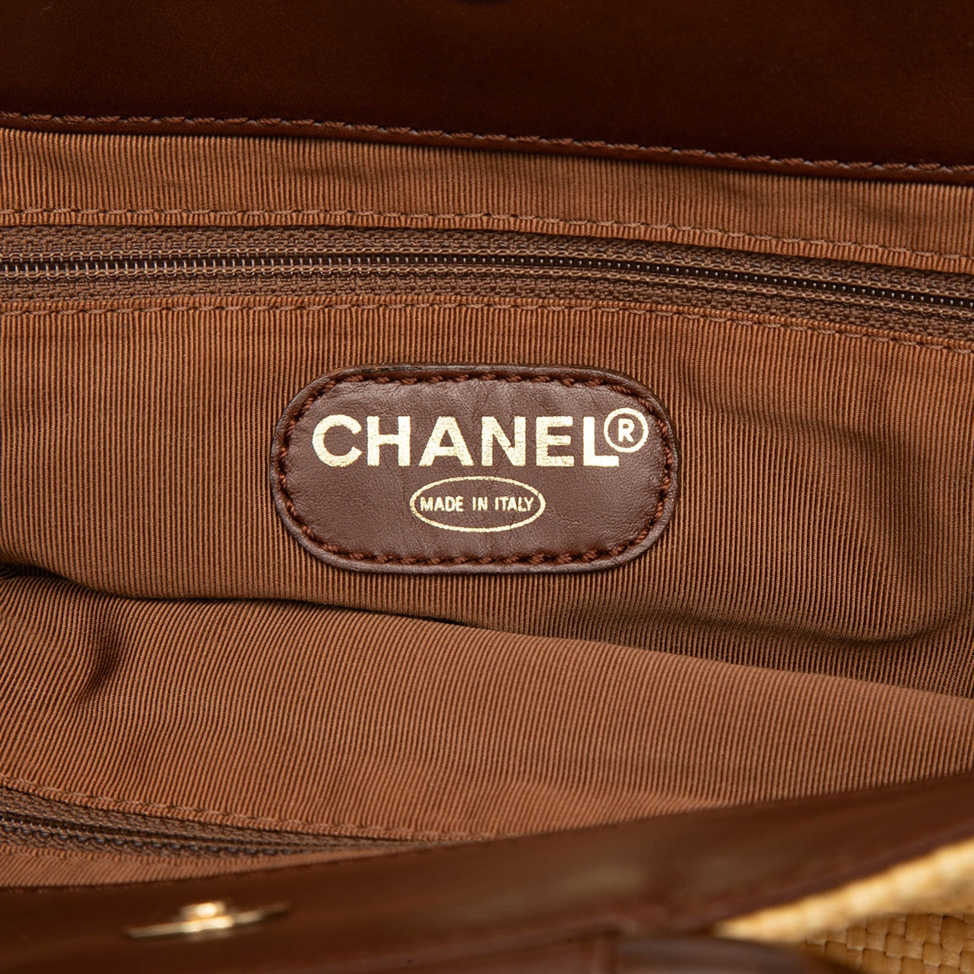 Chanel CC Raffia Wood Top Handle Tote