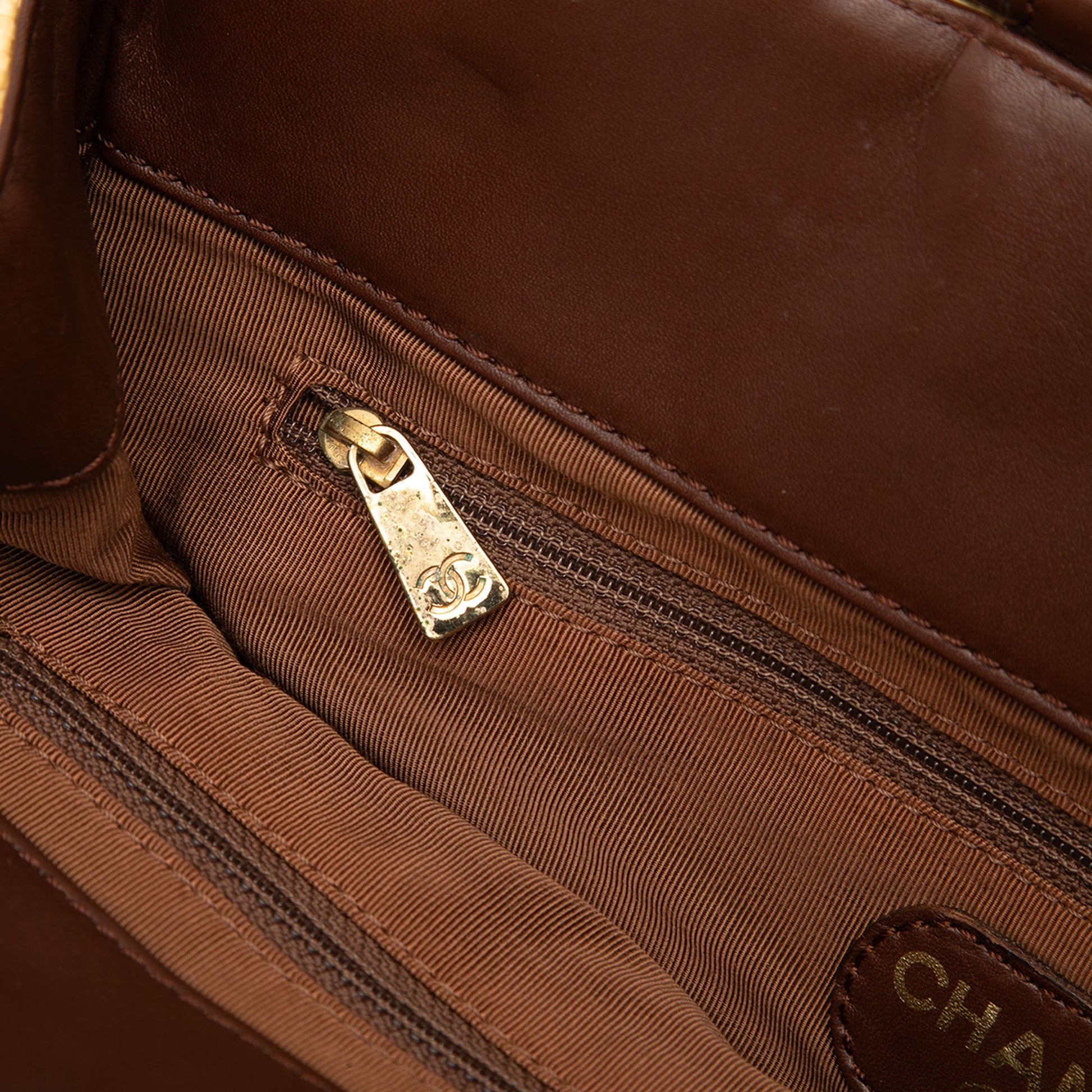 Chanel CC Raffia Wood Top Handle Tote