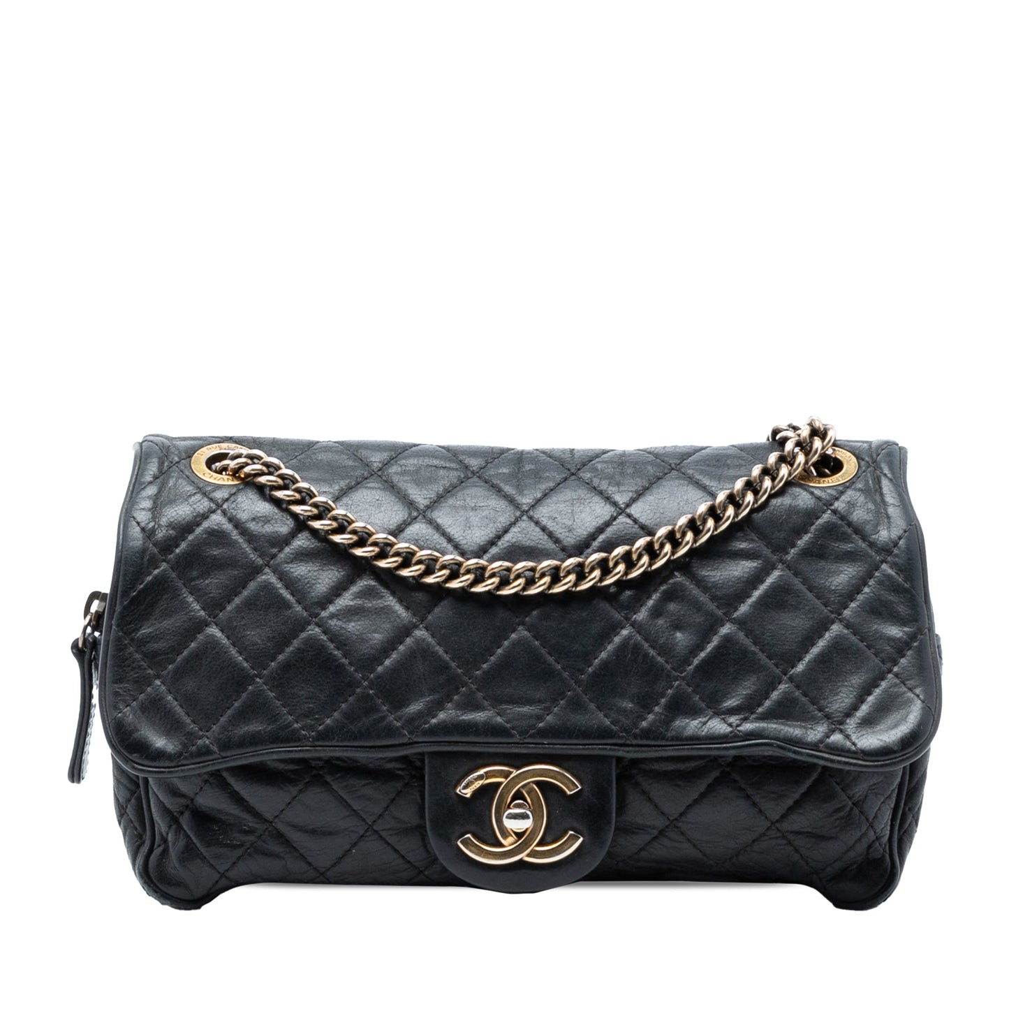 Small Quilted Iridescent Calfskin Shiva Flap