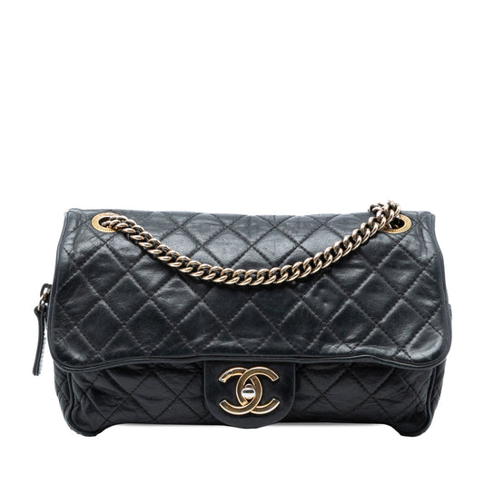 Small Quilted Iridescent Calfskin Shiva Flap