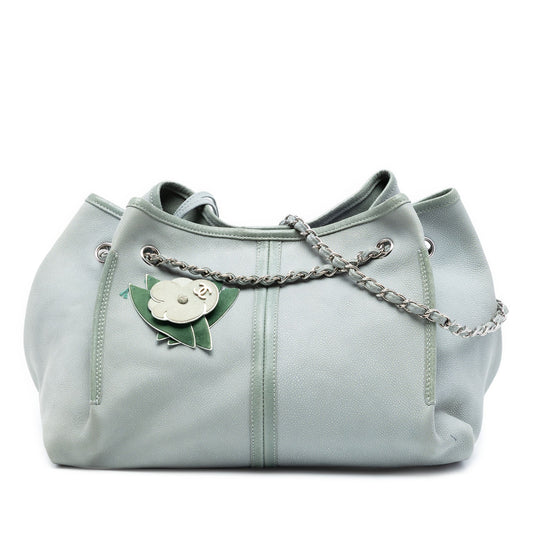 Grained Nubuck Camellia Patch Shopping Tote