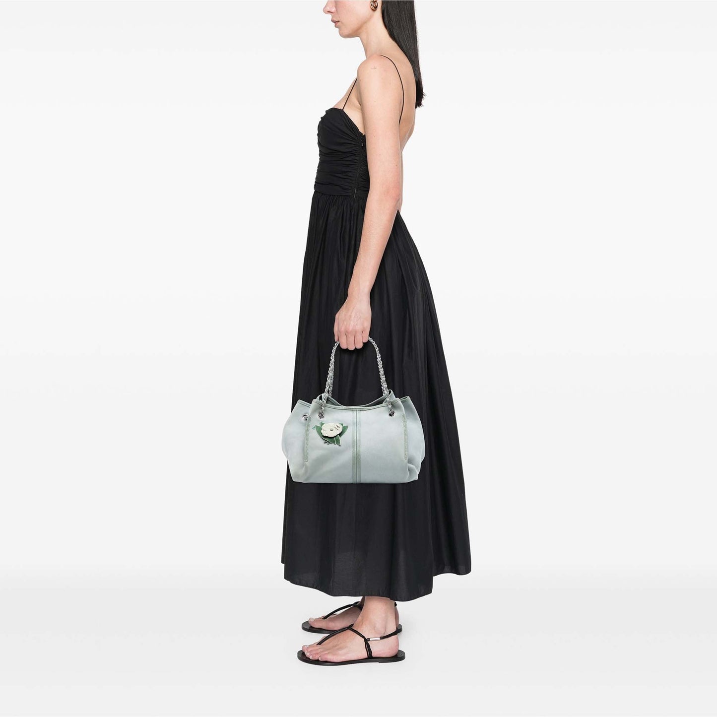 Grained Nubuck Camellia Patch Shopping Tote