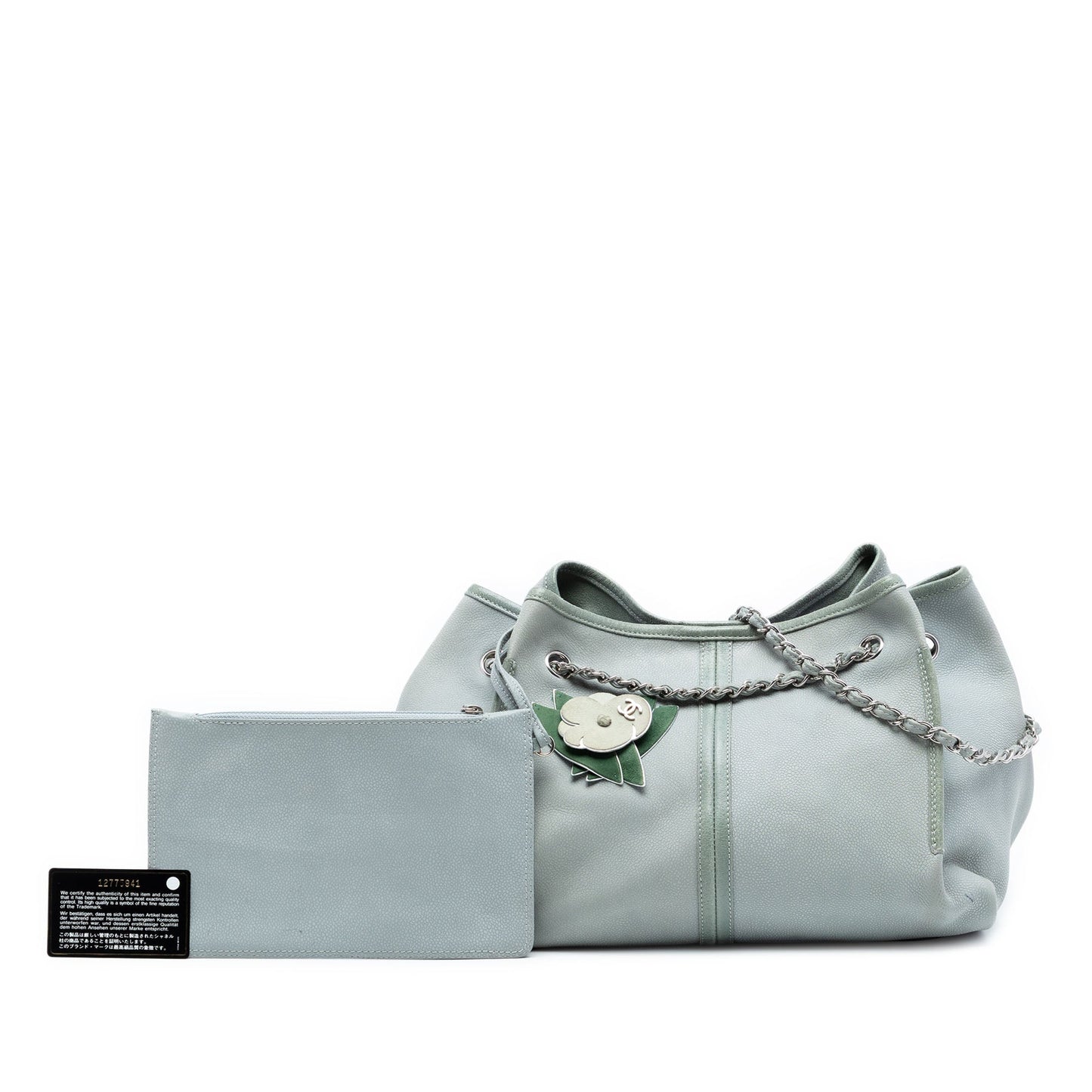 Grained Nubuck Camellia Patch Shopping Tote