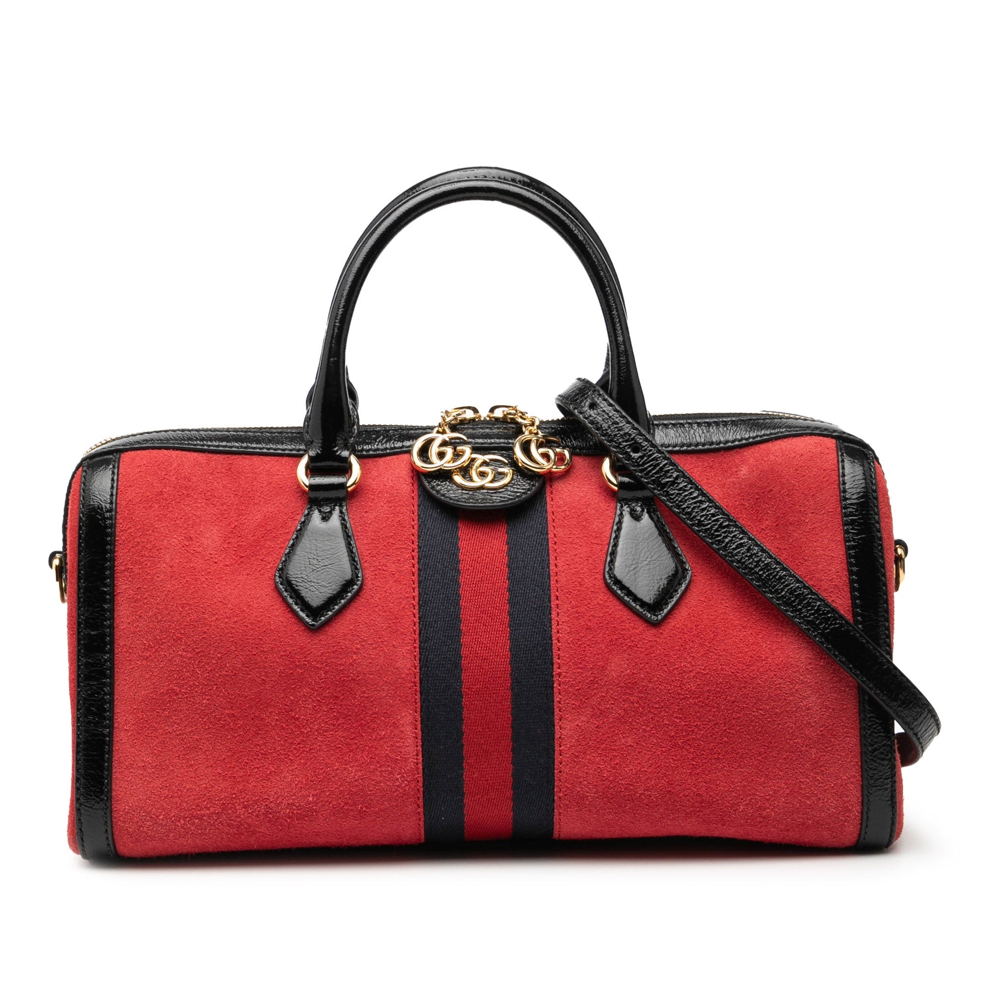 Gucci Medium Suede Web Ophidia Top Handle Bag