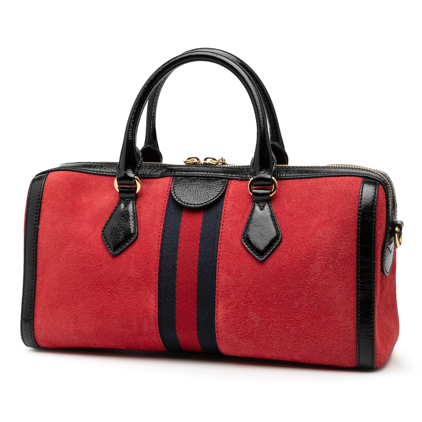 Gucci Medium Suede Web Ophidia Top Handle Bag