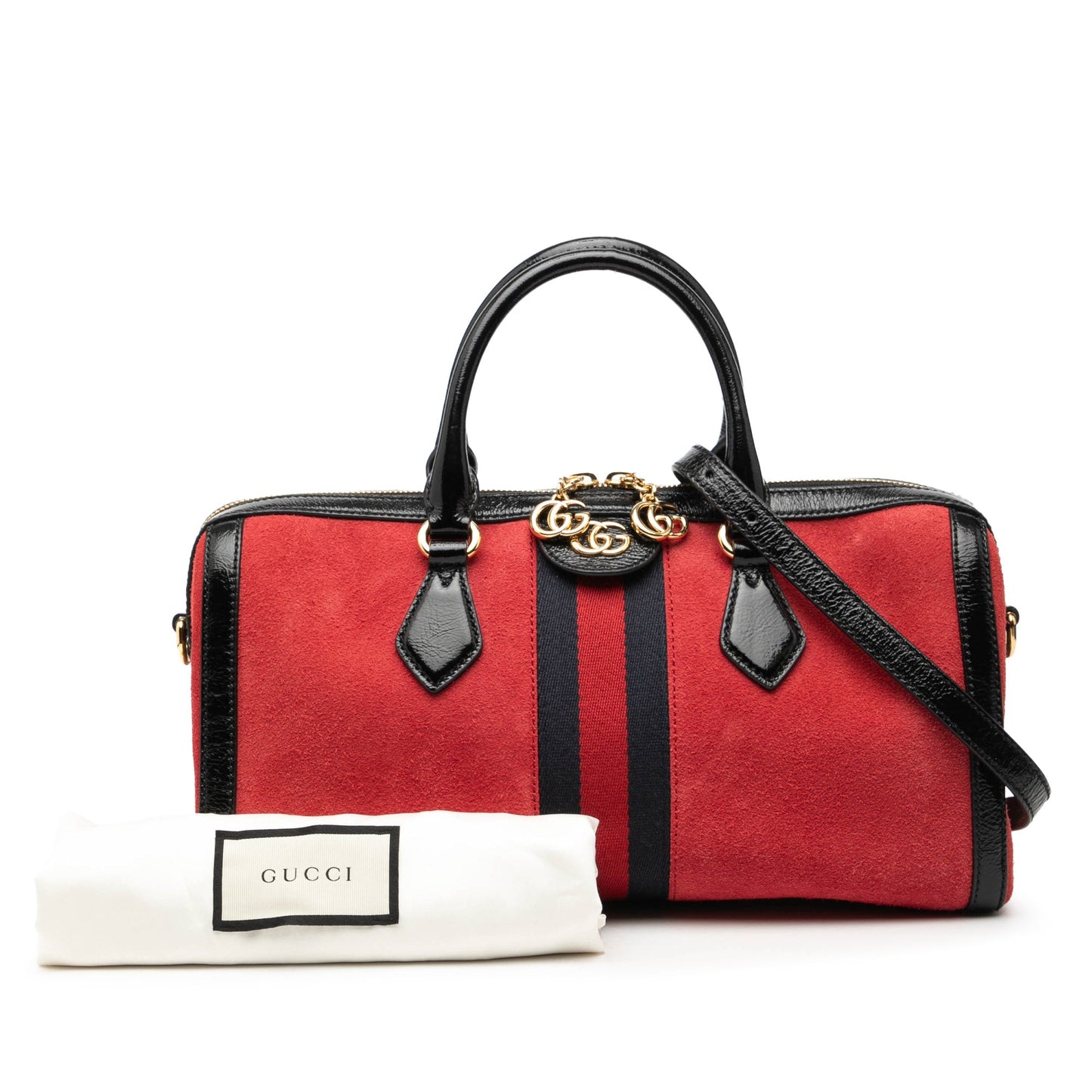 Gucci Medium Suede Web Ophidia Top Handle Bag