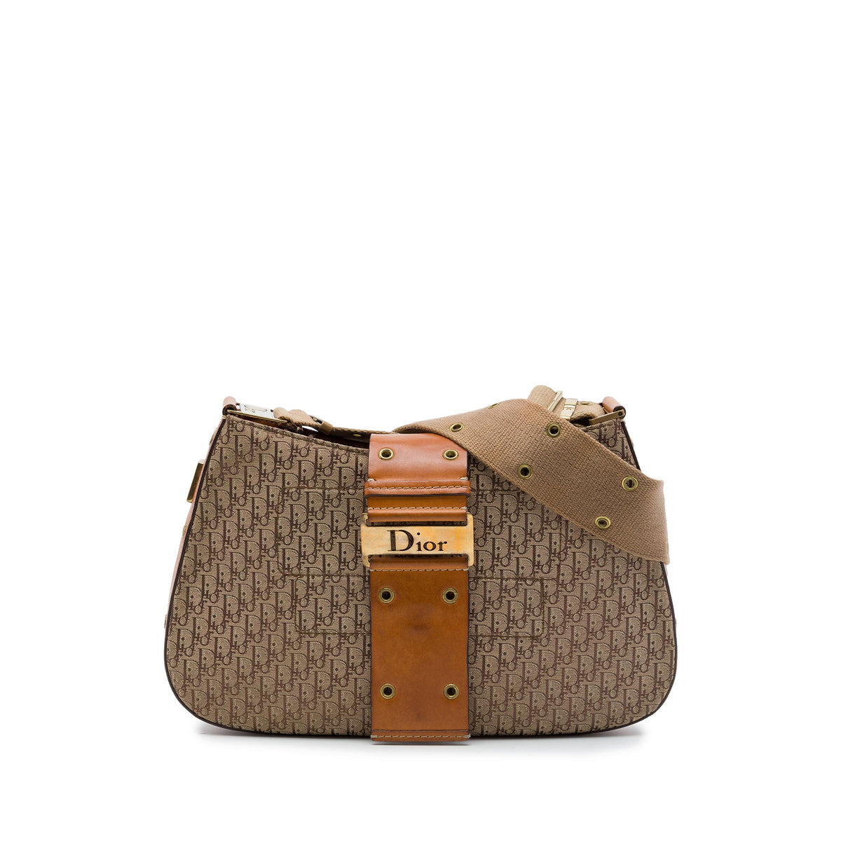 Dior Diorissimo Trotter Canvas Street Chic Columbus Shoulder Bag — Beige