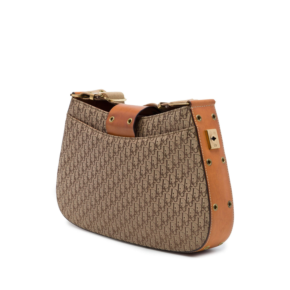 Dior Diorissimo Trotter Canvas Street Chic Columbus Shoulder Bag — Beige