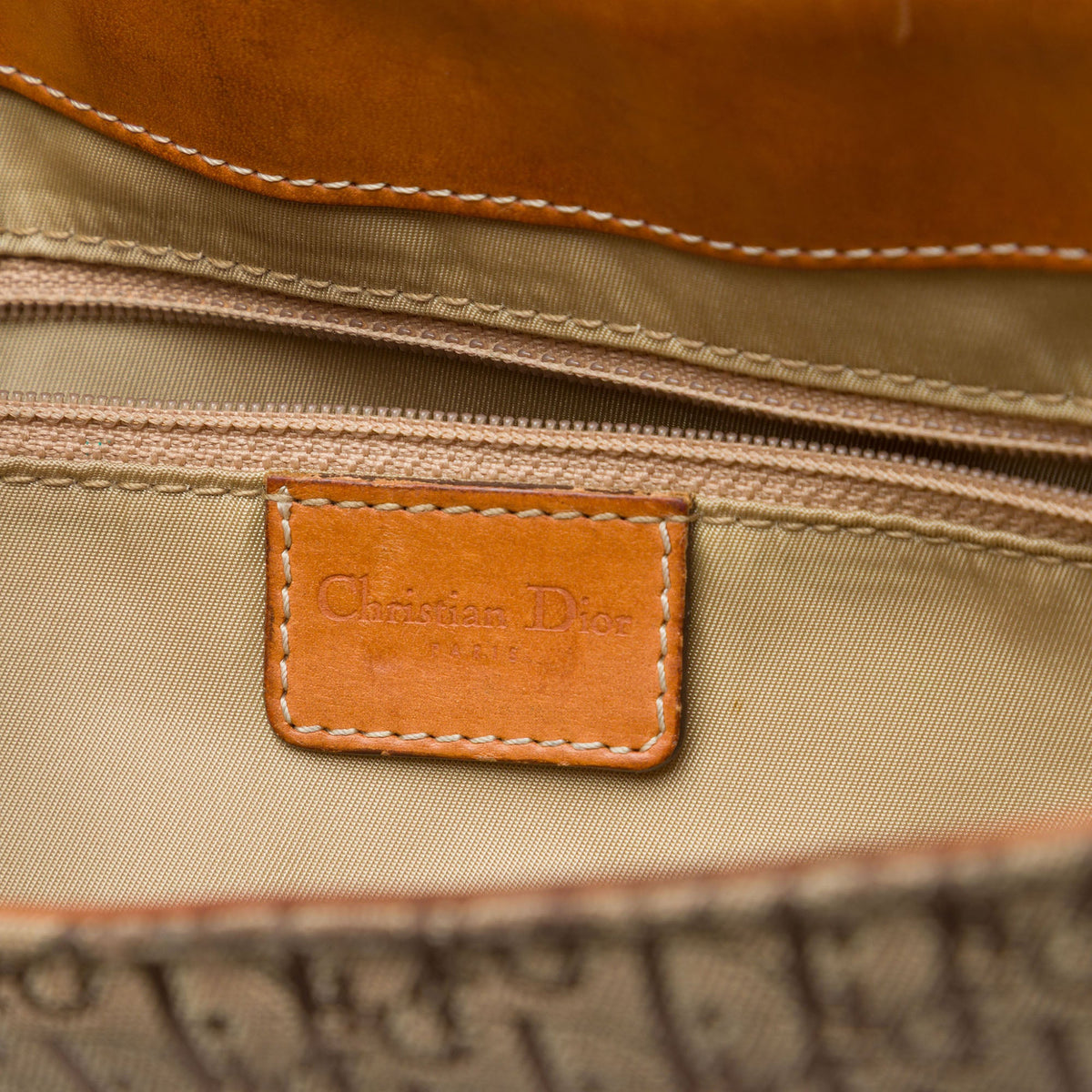 Dior Diorissimo Trotter Canvas Street Chic Columbus Shoulder Bag — Beige