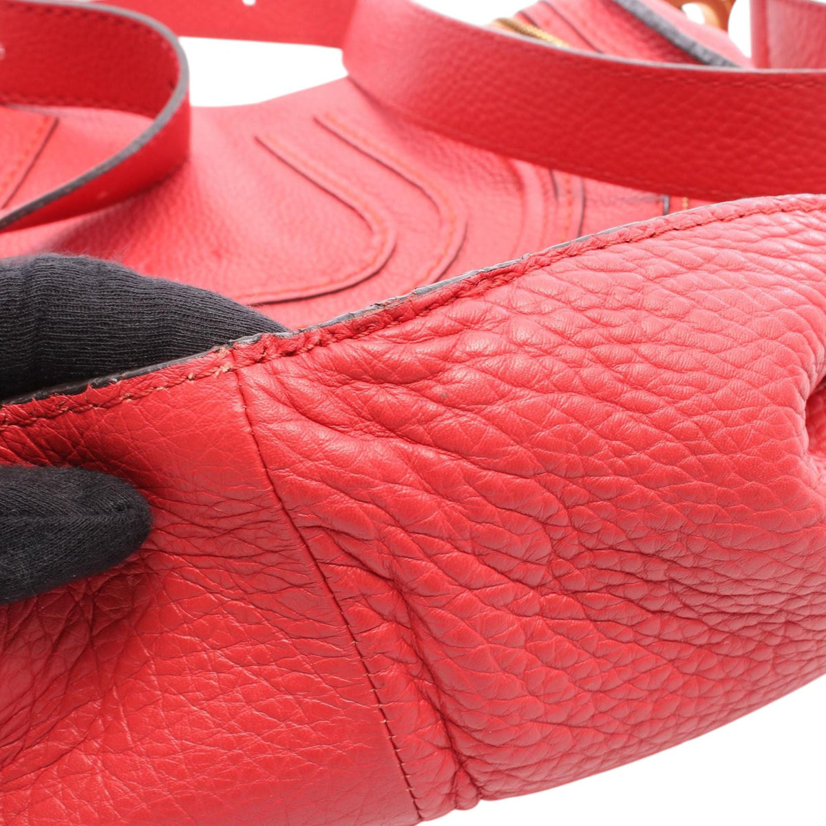 Chloé Medium Grained Calfskin Marcie Saddle Crossbody — Red