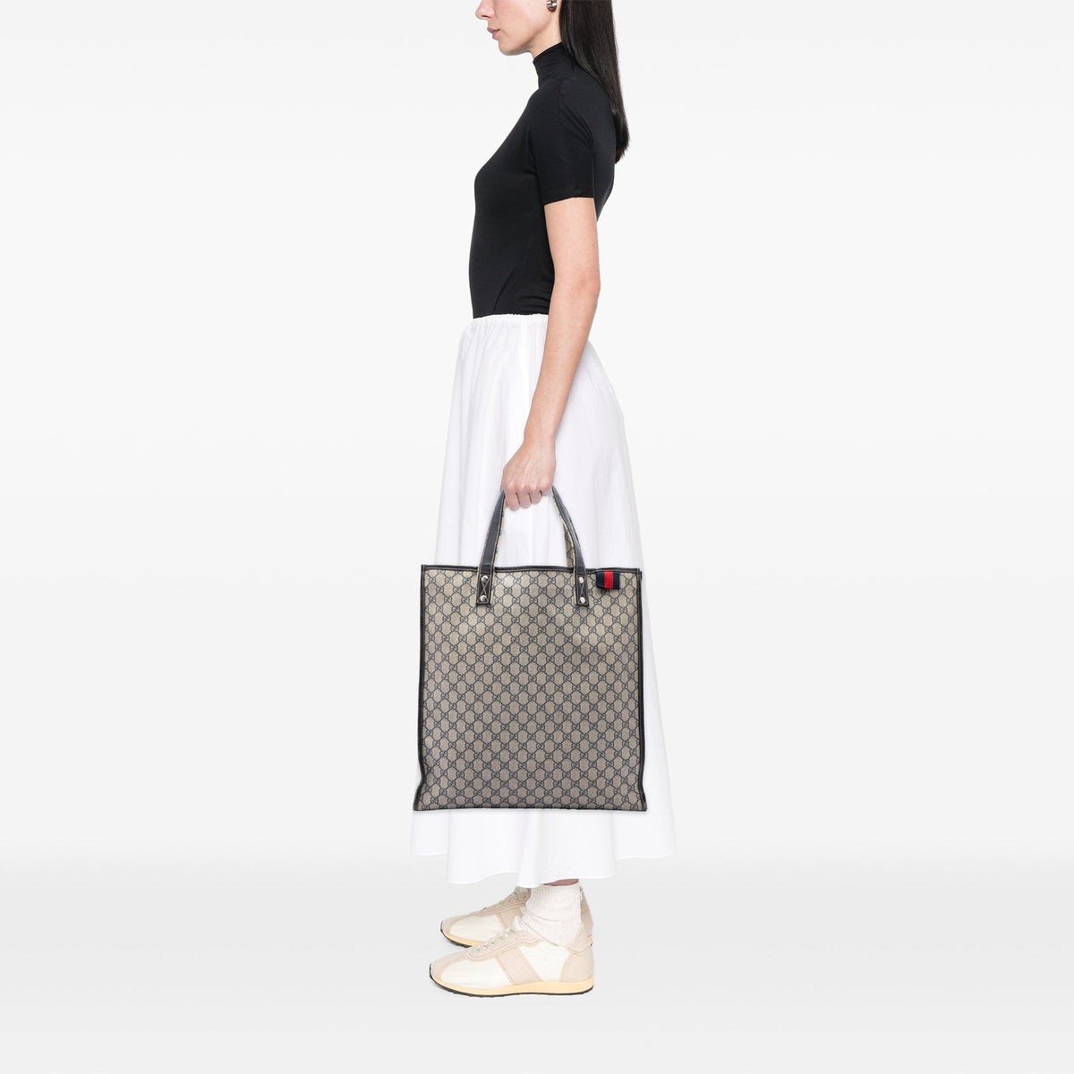 Gucci GG Supreme Web Tote — Beige