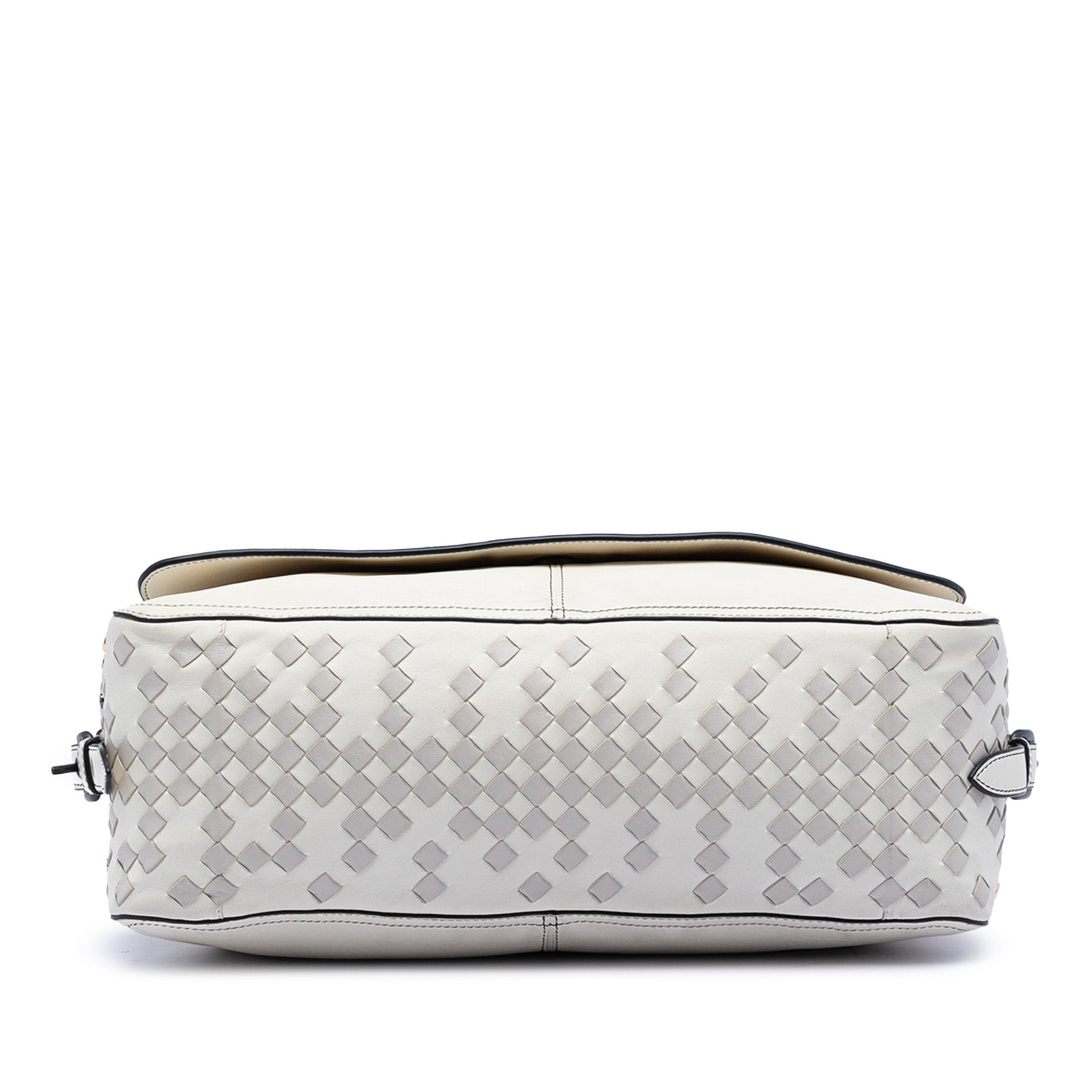 Bottega Veneta Intrecciato Trimmed Lambskin Grommet Top Handle Bag