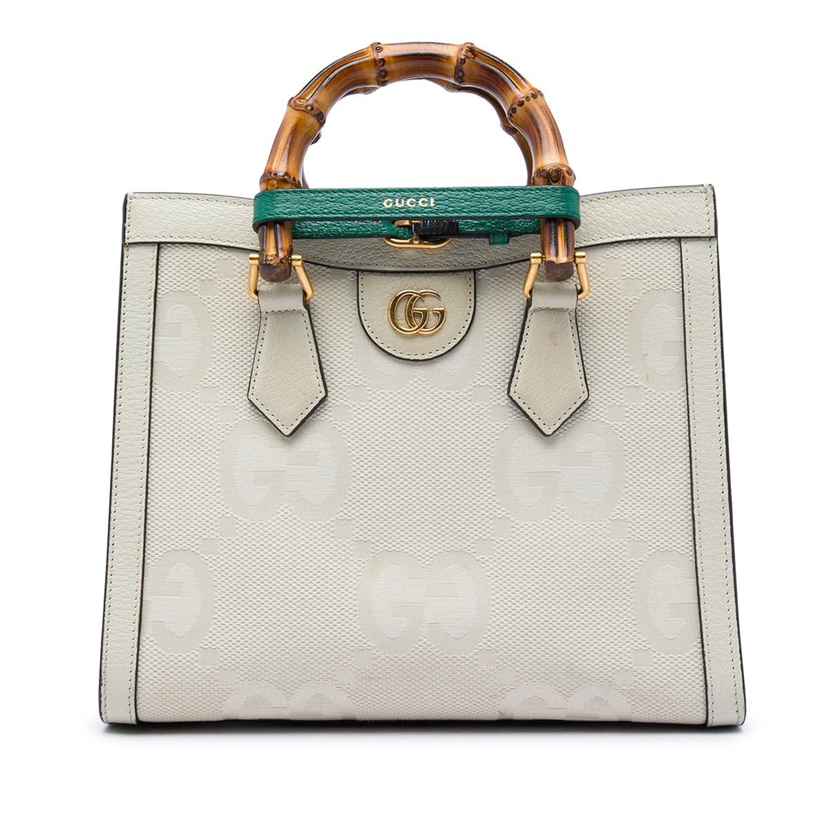 Gucci Medium Jumbo GG Canvas Bamboo Diana Satchel