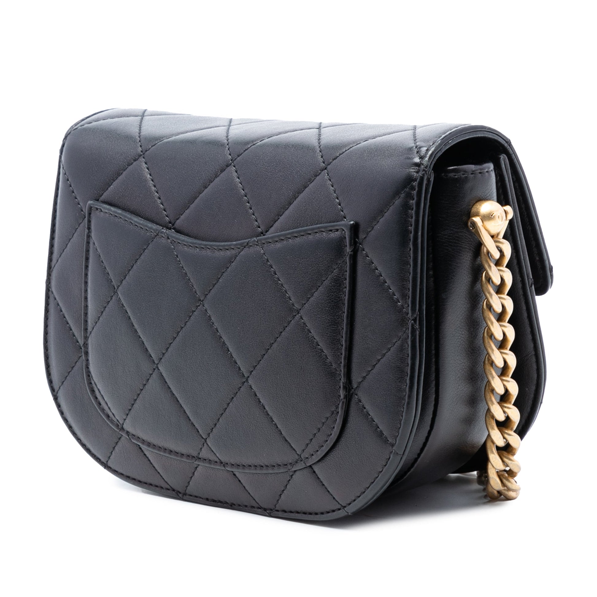 Chanel Mini CC Quilted Shiny Calfskin Round Moon Messenger Flap