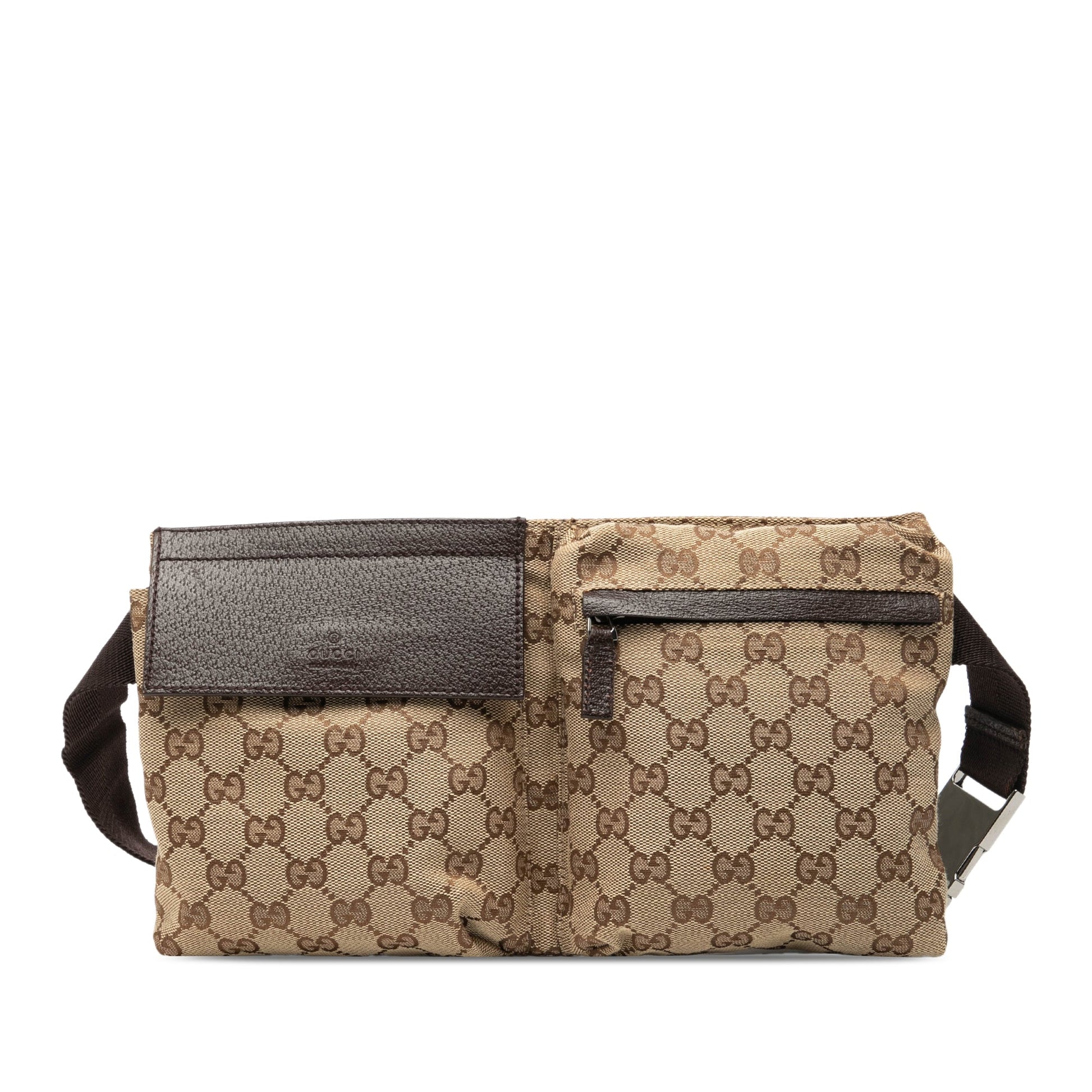 Gucci GG Canvas Double Pocket Belt Bag