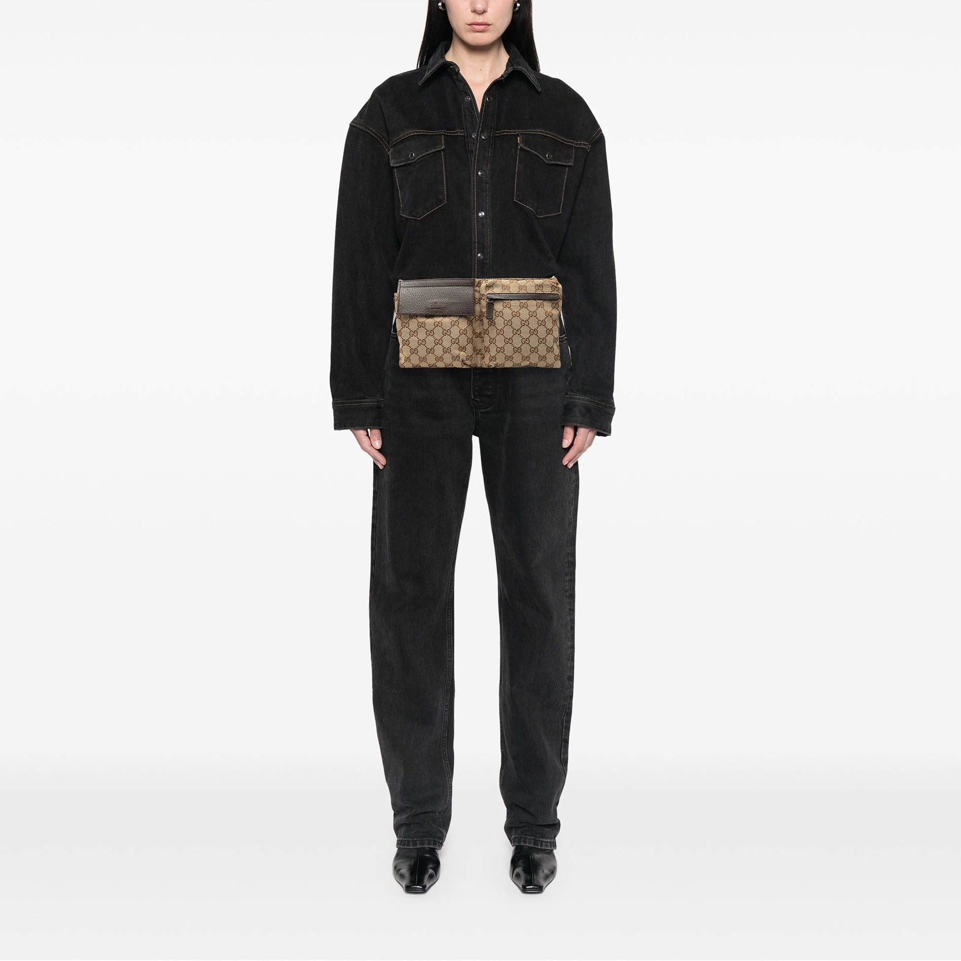 Gucci GG Canvas Double Pocket Belt Bag