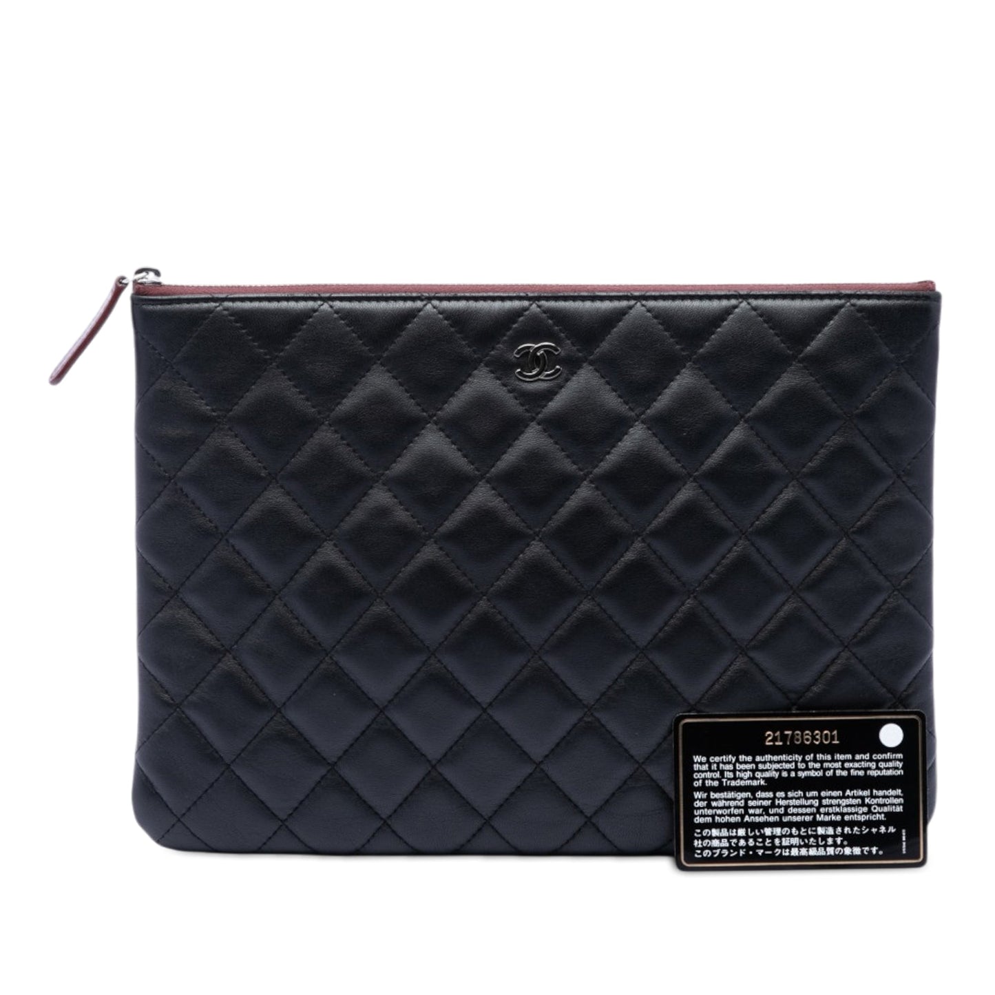 Chanel Medium Quilted Lambskin O Case Clutch