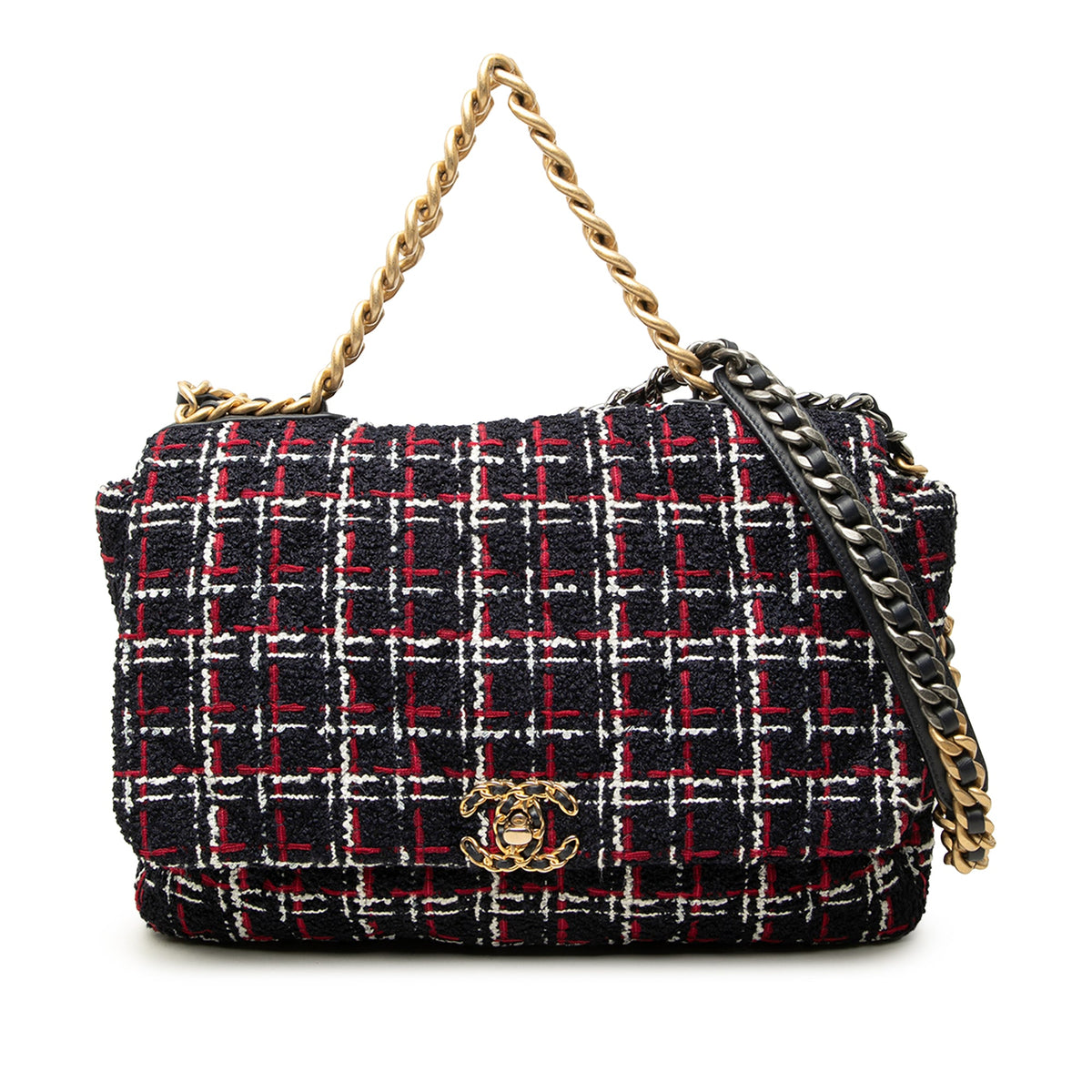 Chanel Maxi Tweed 19 Flap — Blue