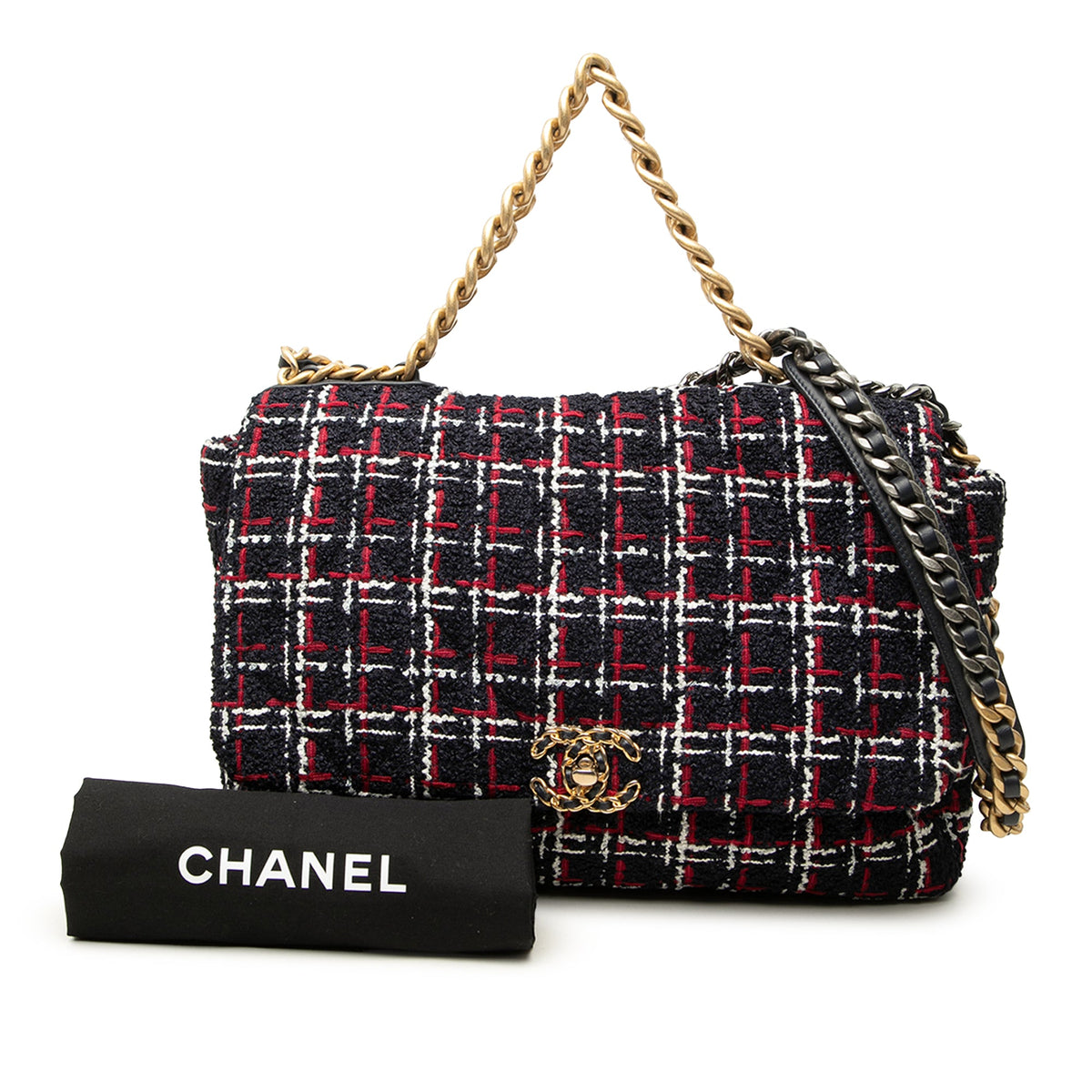 Chanel Maxi Tweed 19 Flap — Blue