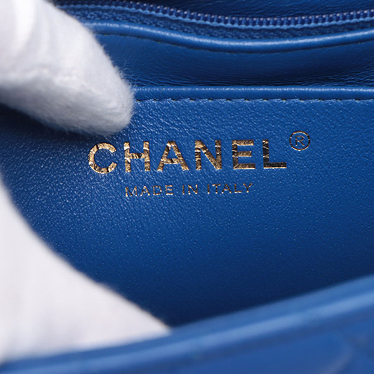 Chanel Mini Square Classic Lambskin Single Flap — Blue