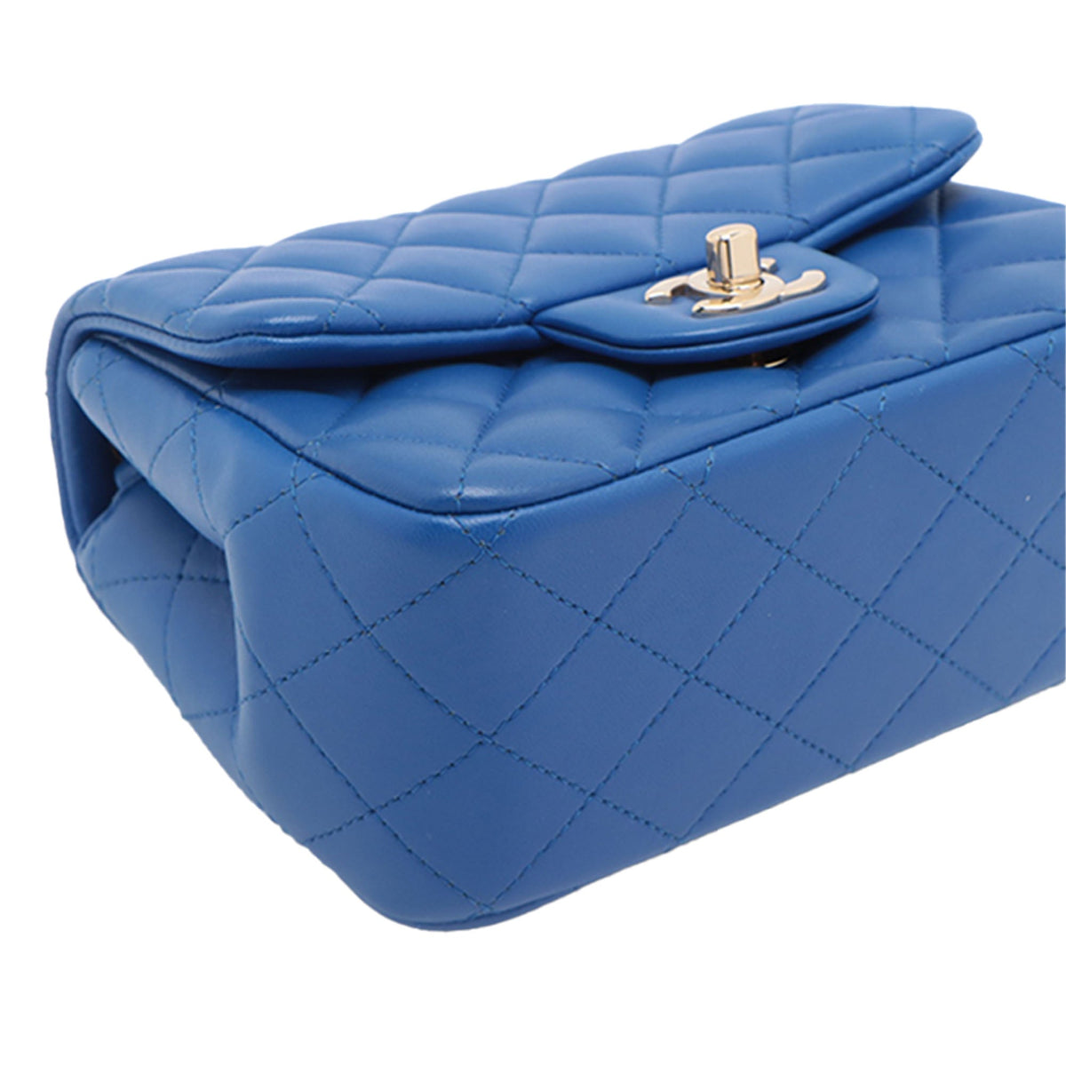 Chanel Mini Square Classic Lambskin Single Flap — Blue