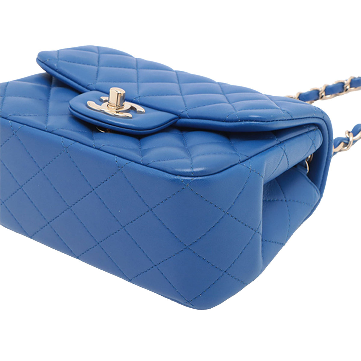 Chanel Mini Square Classic Lambskin Single Flap — Blue