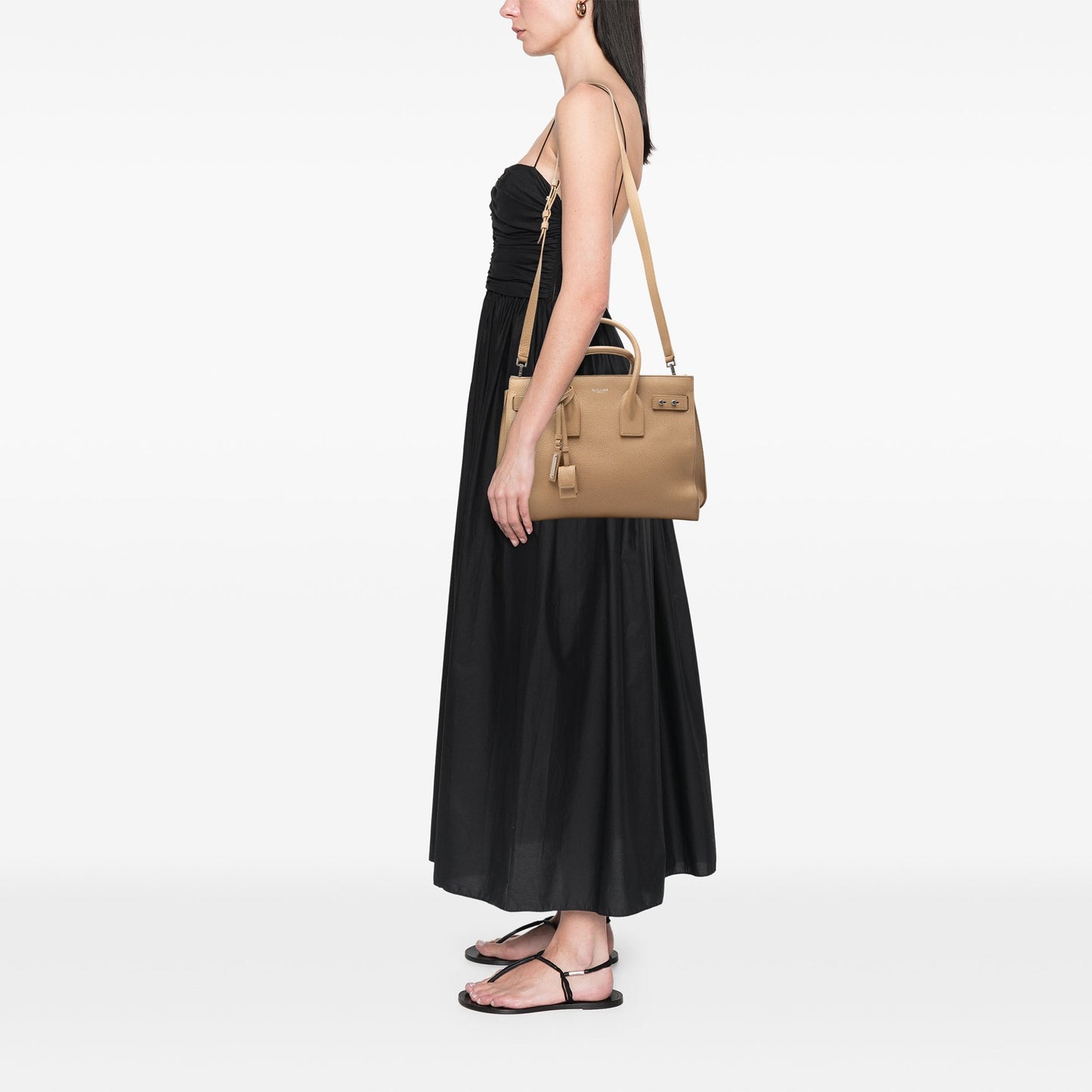 Saint Laurent Small Grained Calfskin Supple Sac De Jour Satchel