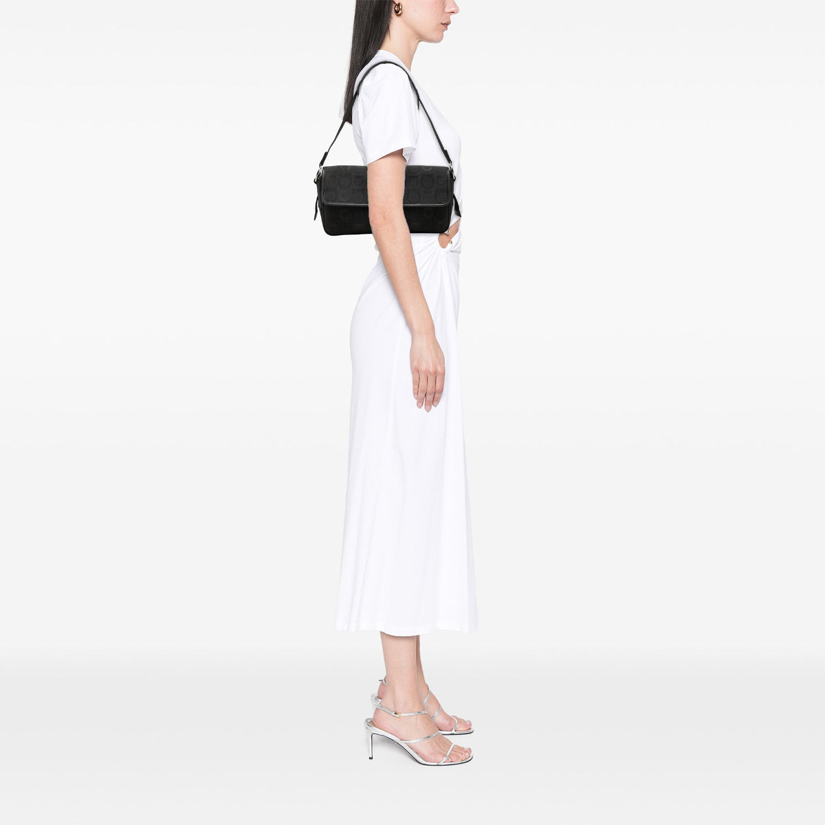 Ferragamo Gancini Canvas Shoulder Bag
