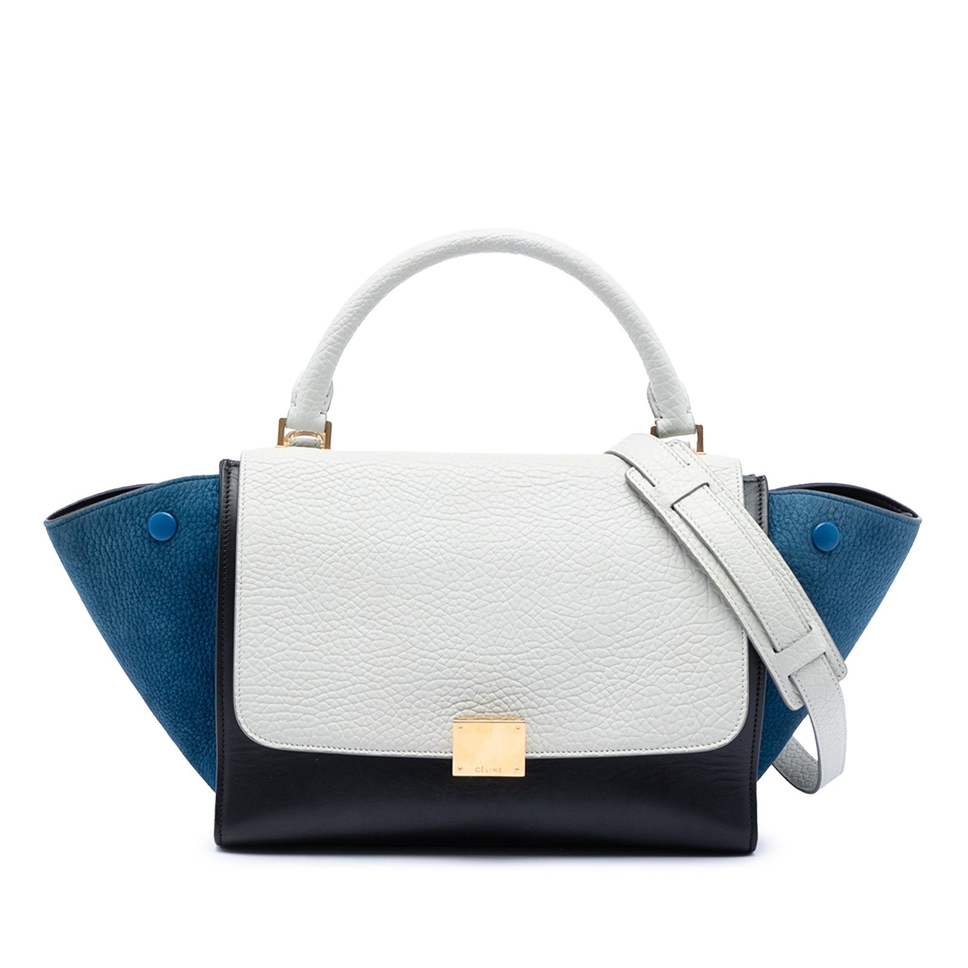 Small Tricolor Leather Trapeze Satchel