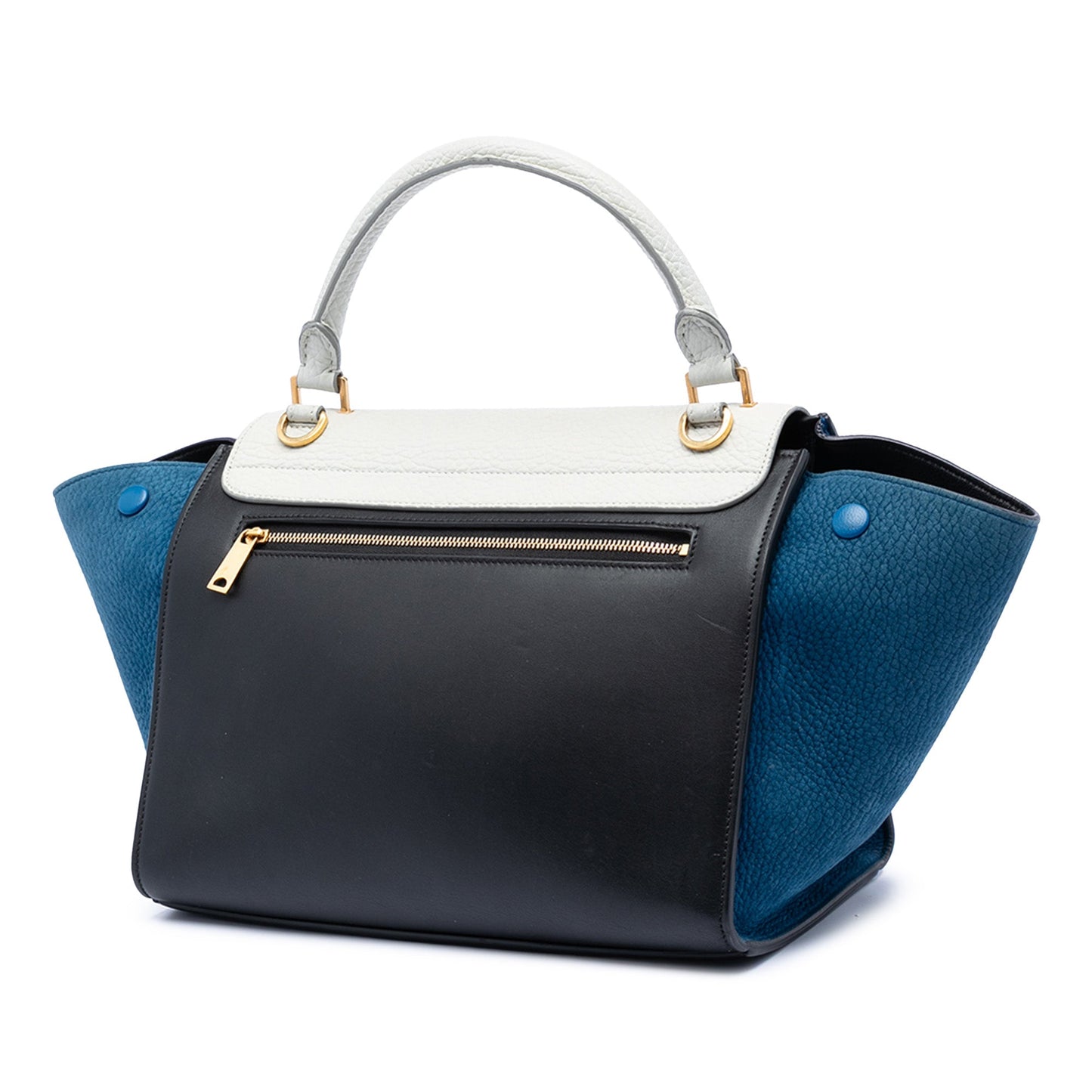 Small Tricolor Leather Trapeze Satchel