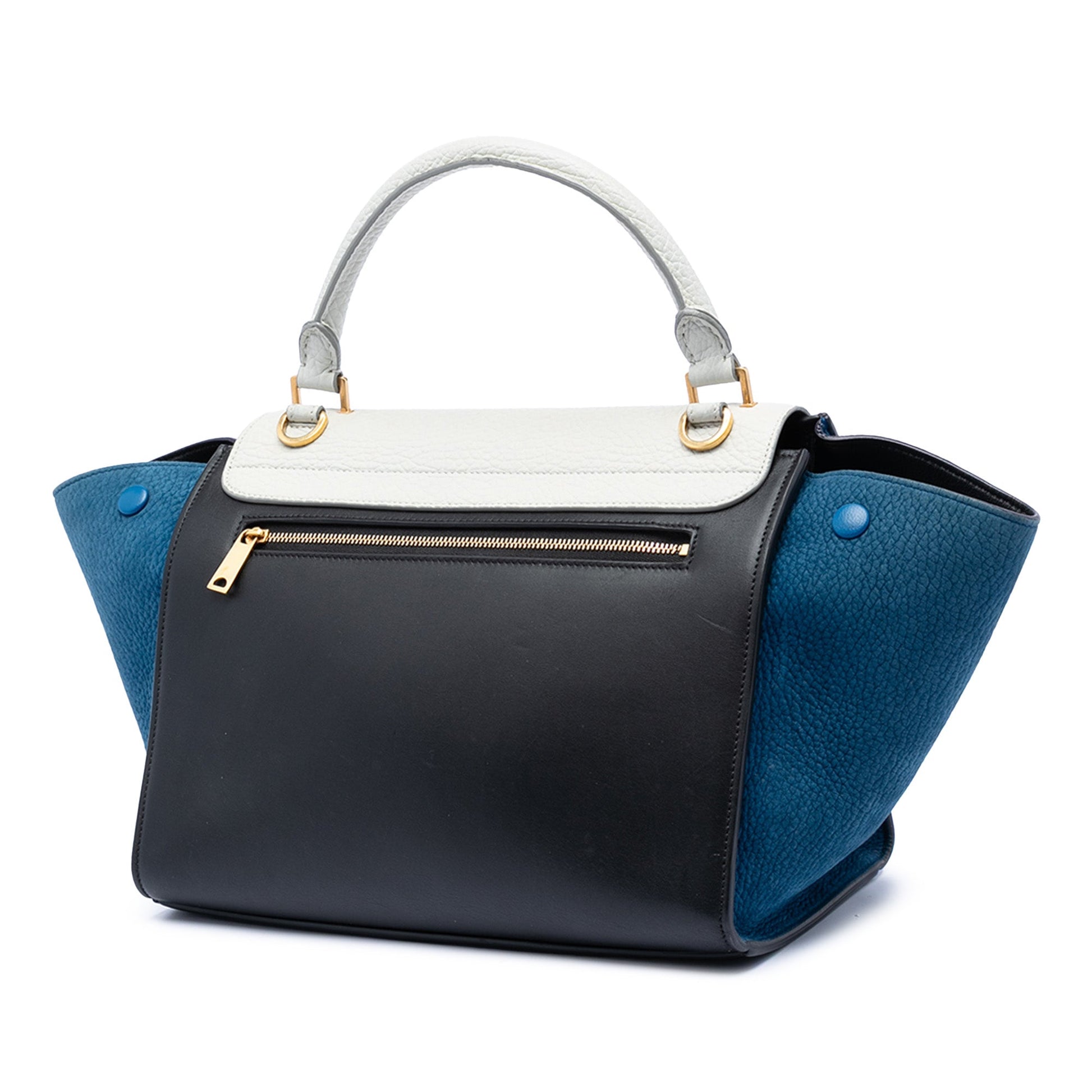 Small Tricolor Leather Trapeze Satchel