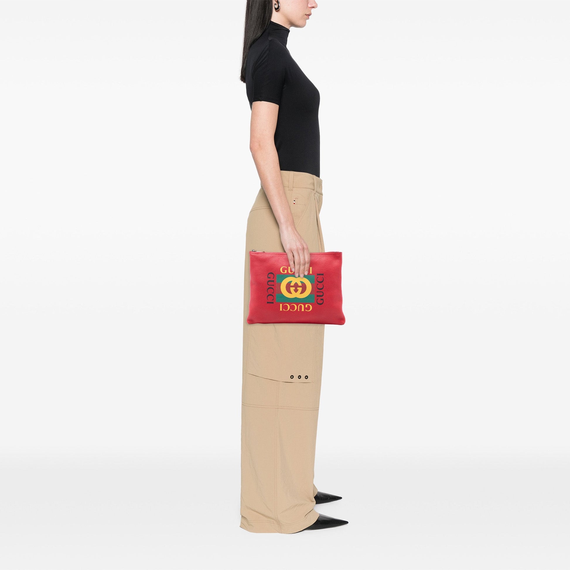 Gucci Medium Leather Logo Portfolio Clutch