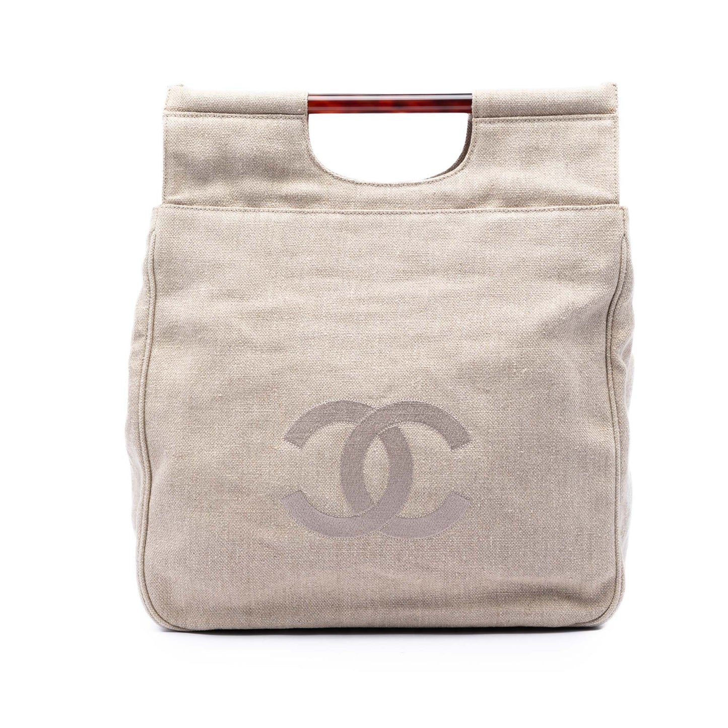 Chanel CC Canvas Tortoise Handle Tote